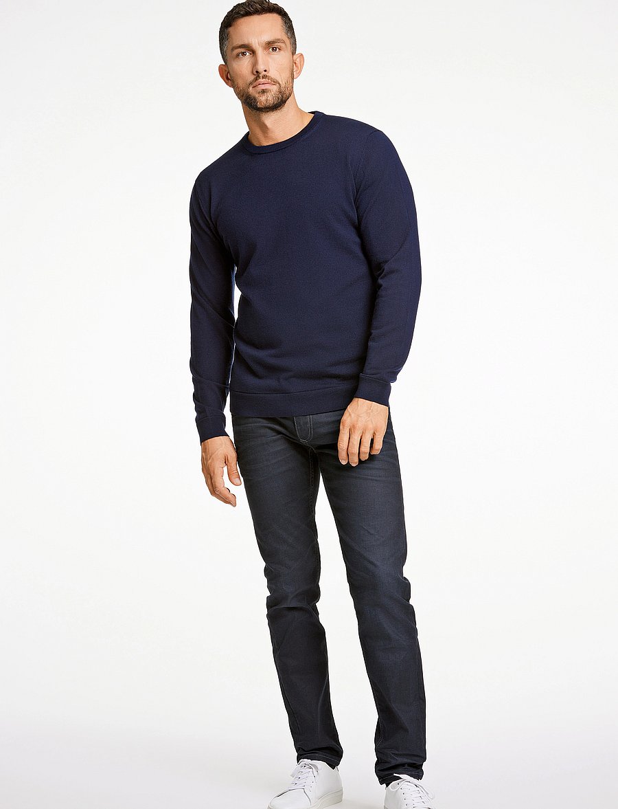 Lindbergh Black - 100 % merino crew neck knit - Ümara kaelusega - navy - 4
