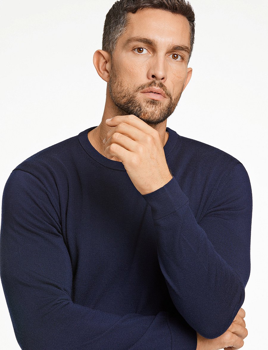 Lindbergh Black - 100 % merino crew neck knit - Ümara kaelusega - navy - 5