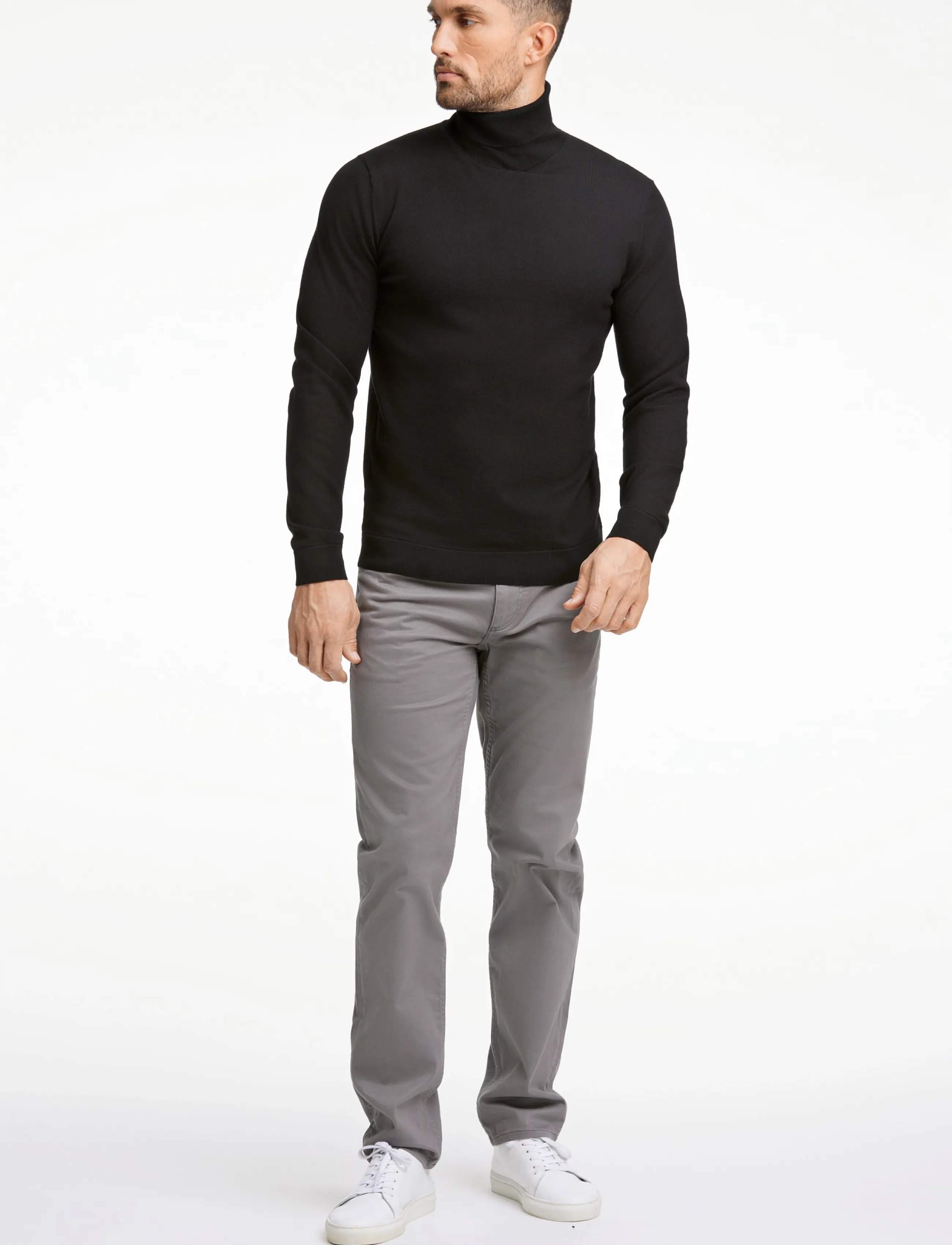 Lindbergh Black 100 % Merino Roll Neck Knit, Rullekrave Strik, Sort, Str: M