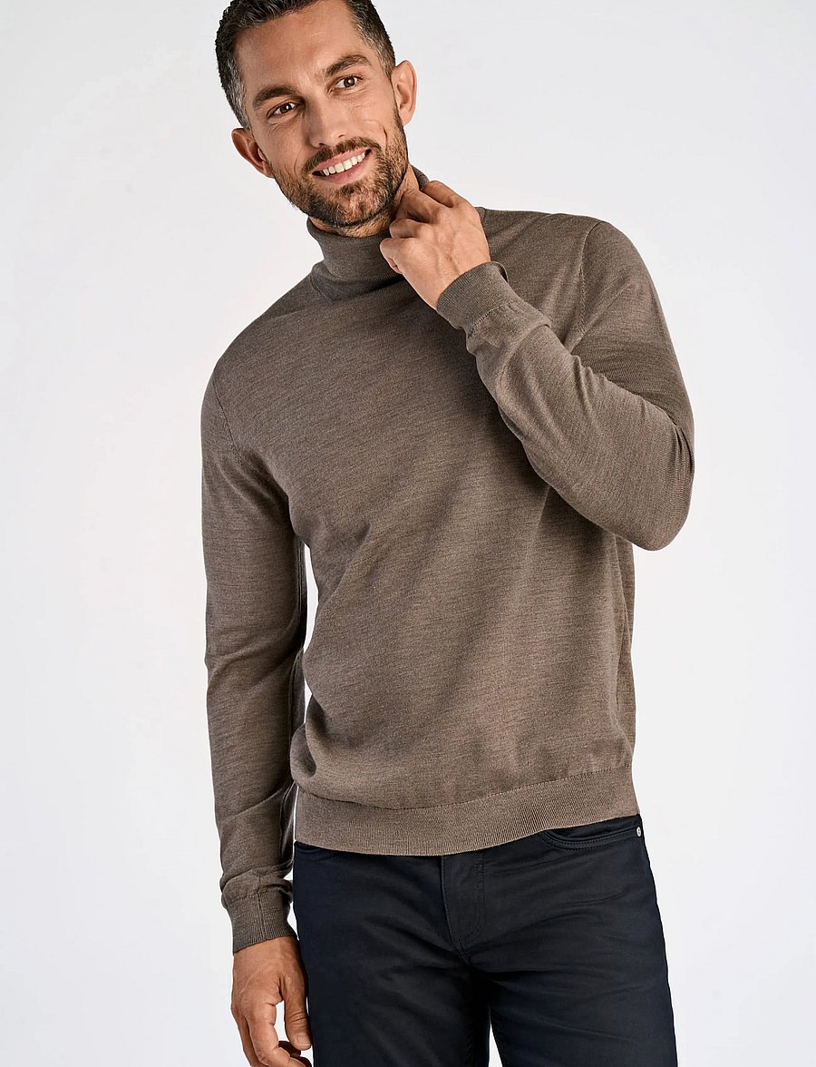 Lindbergh Black - 100 % merino roll neck knit - rollkragenpullover - dk sand mel - 3