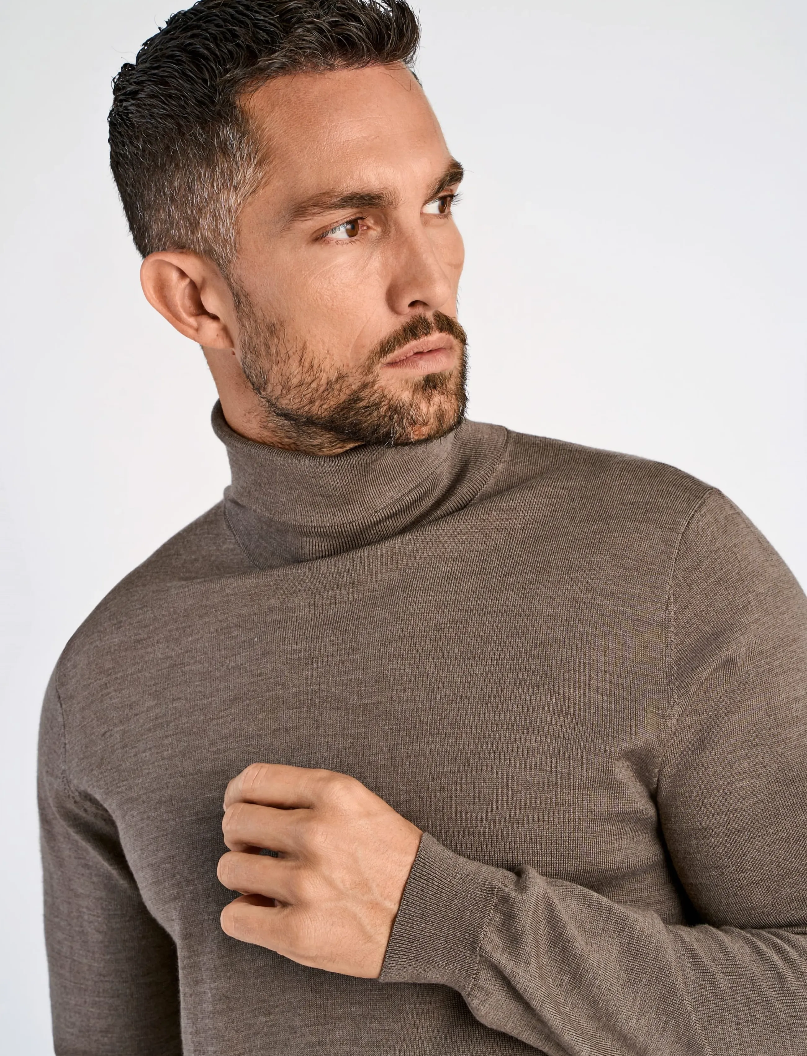 Lindbergh Black - 100 % merino roll neck knit - dk sand mel - 5