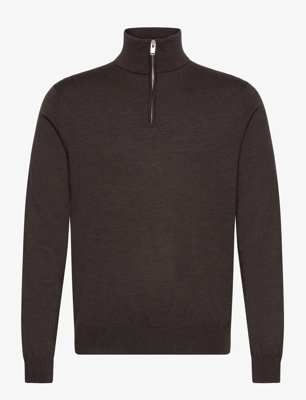 Lindbergh Black - 100% merino half zip knit - halfzip strik - dk brown mel - 0