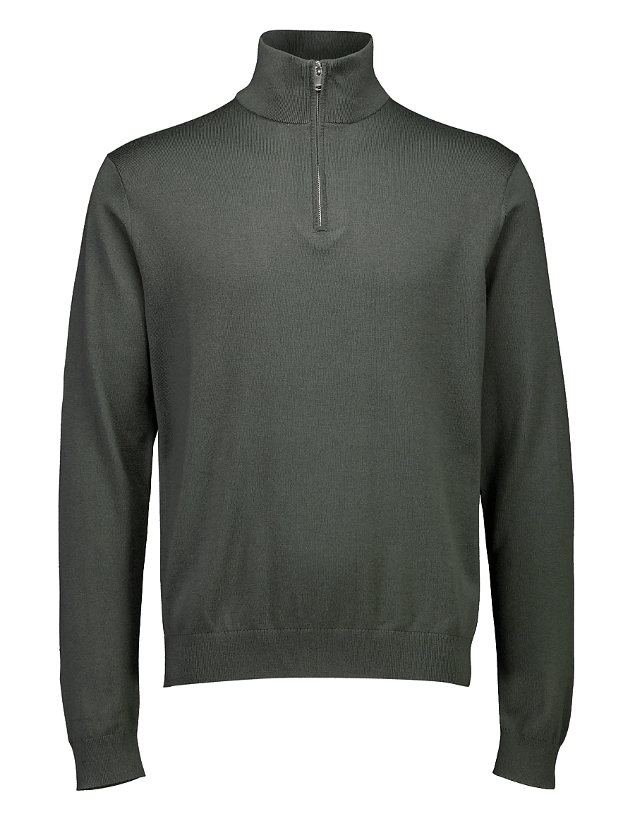Lindbergh Black - 100% merino half zip knit - pullover mit halbem reißverschluss - dusty army - 1