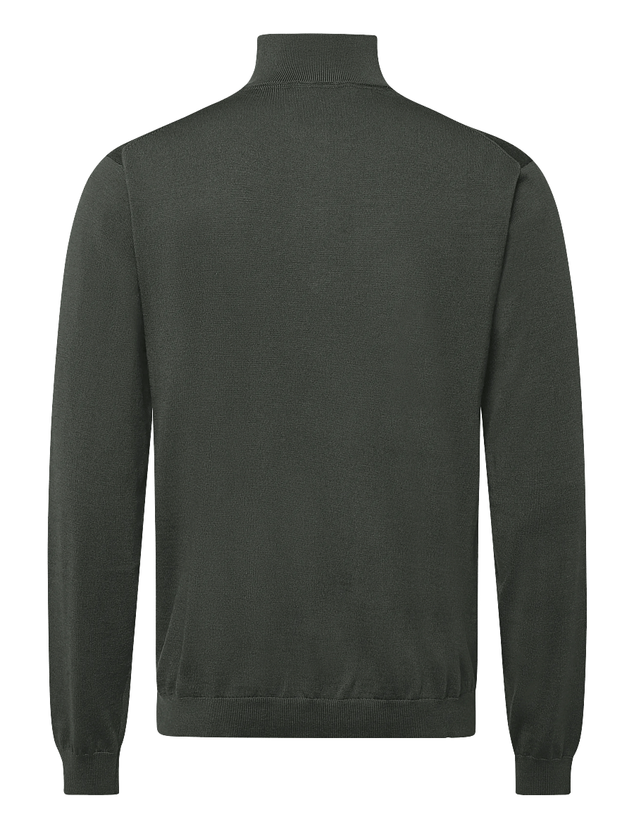 Lindbergh Black - 100% merino half zip knit - pullover mit halbem reißverschluss - dusty army - 2