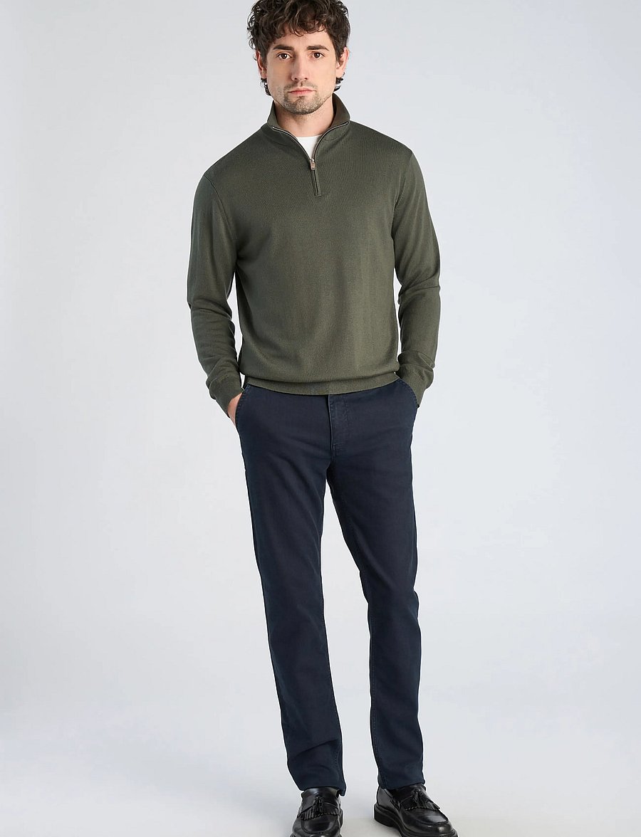 Lindbergh Black - 100% merino half zip knit - pullover mit halbem reißverschluss - dusty army - 0