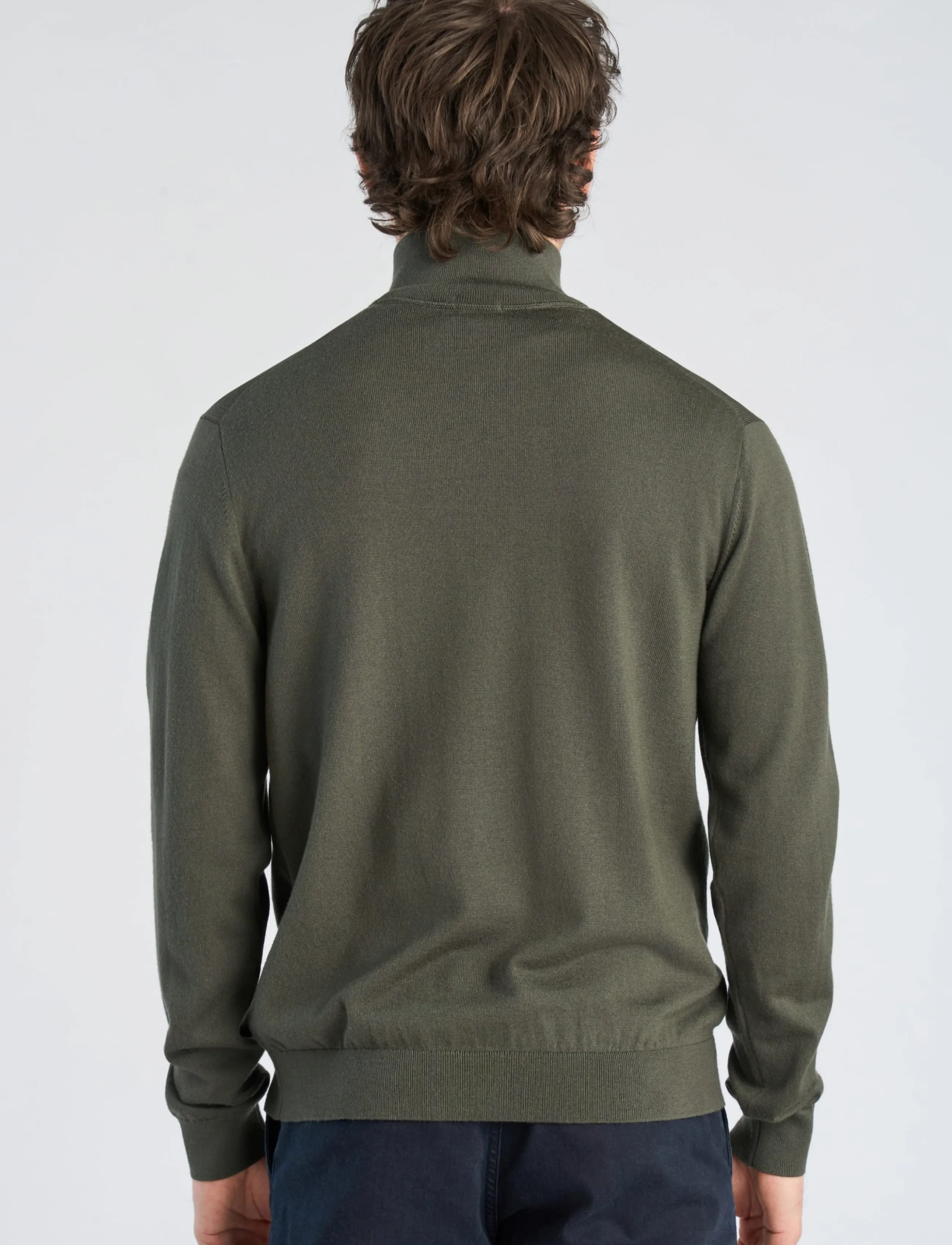 Lindbergh Black - 100% merino half zip knit - pullover mit halbem reißverschluss - dusty army - 4