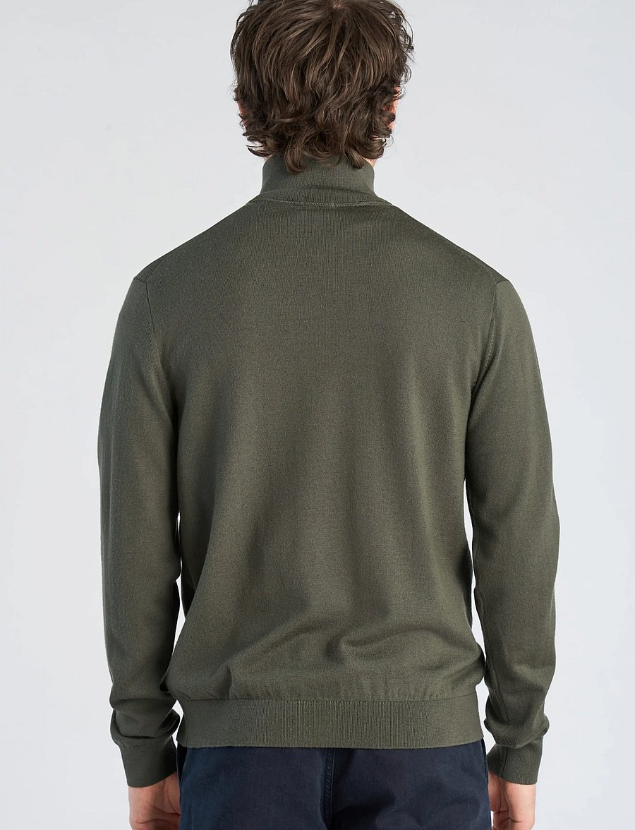 Lindbergh Black - 100% merino half zip knit - pullover mit halbem reißverschluss - dusty army - 4