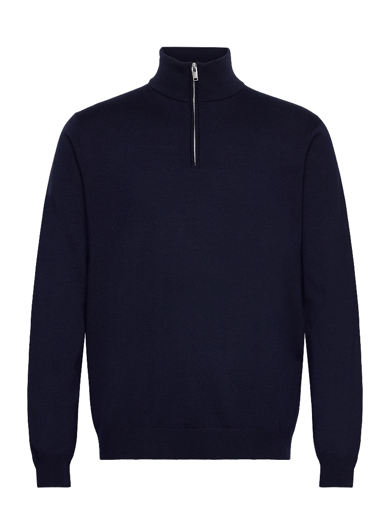 Lindbergh Black - 100% merino half zip knit - pullover mit halbem reißverschluss - navy - 0