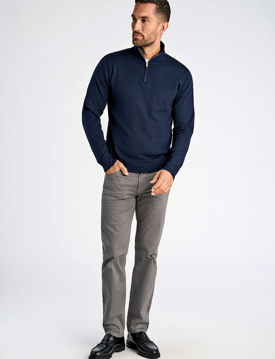 Lindbergh Black - 100% merino half zip knit - pullover mit halbem reißverschluss - navy - 0
