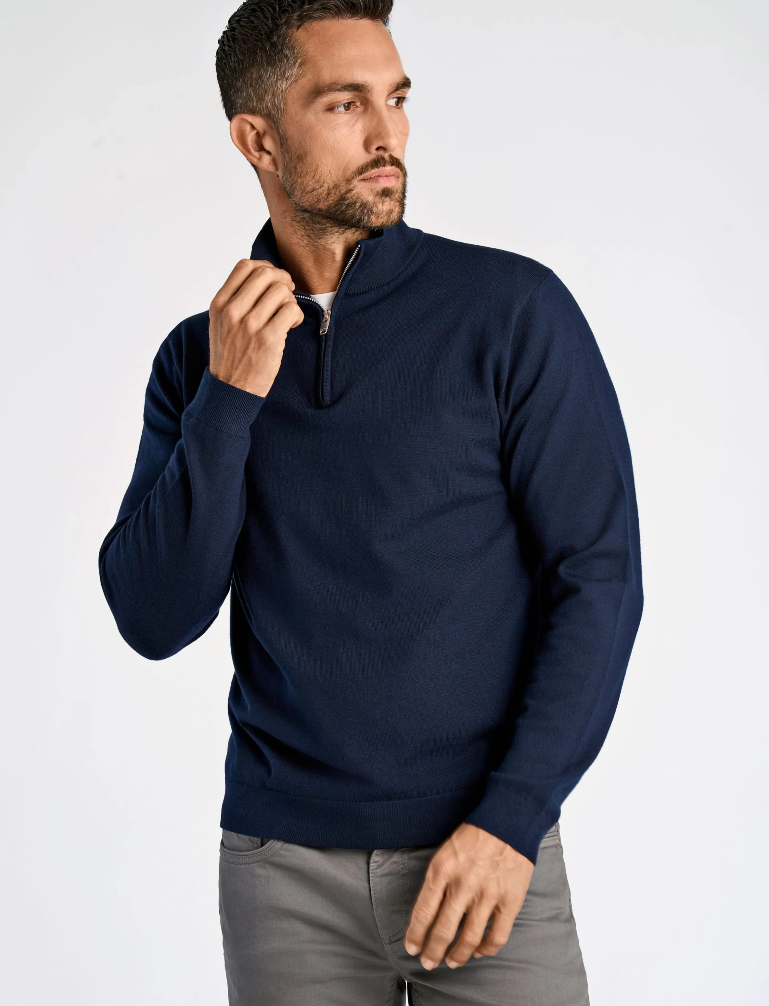 Lindbergh Black - 100% merino half zip knit - pullover mit halbem reißverschluss - navy - 3