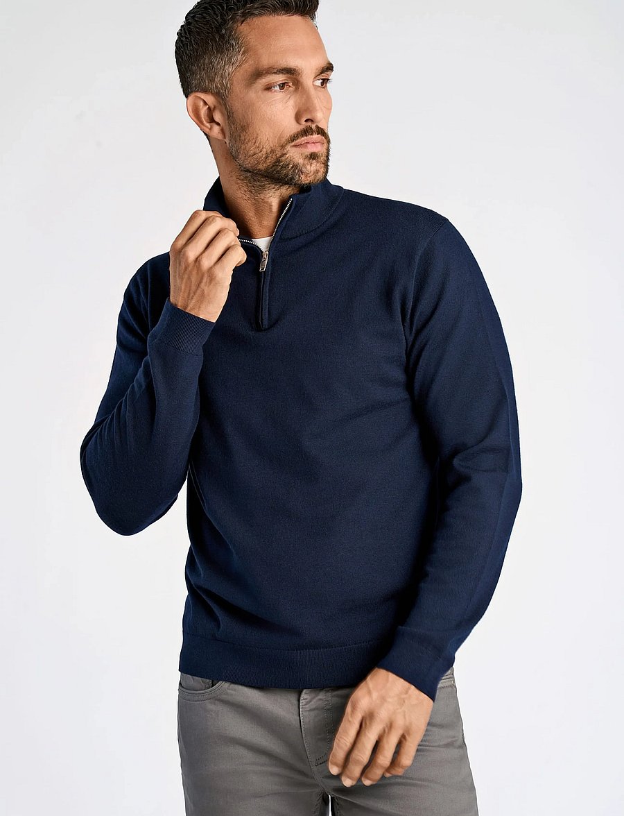 Lindbergh Black - 100% merino half zip knit - pullover mit halbem reißverschluss - navy - 3