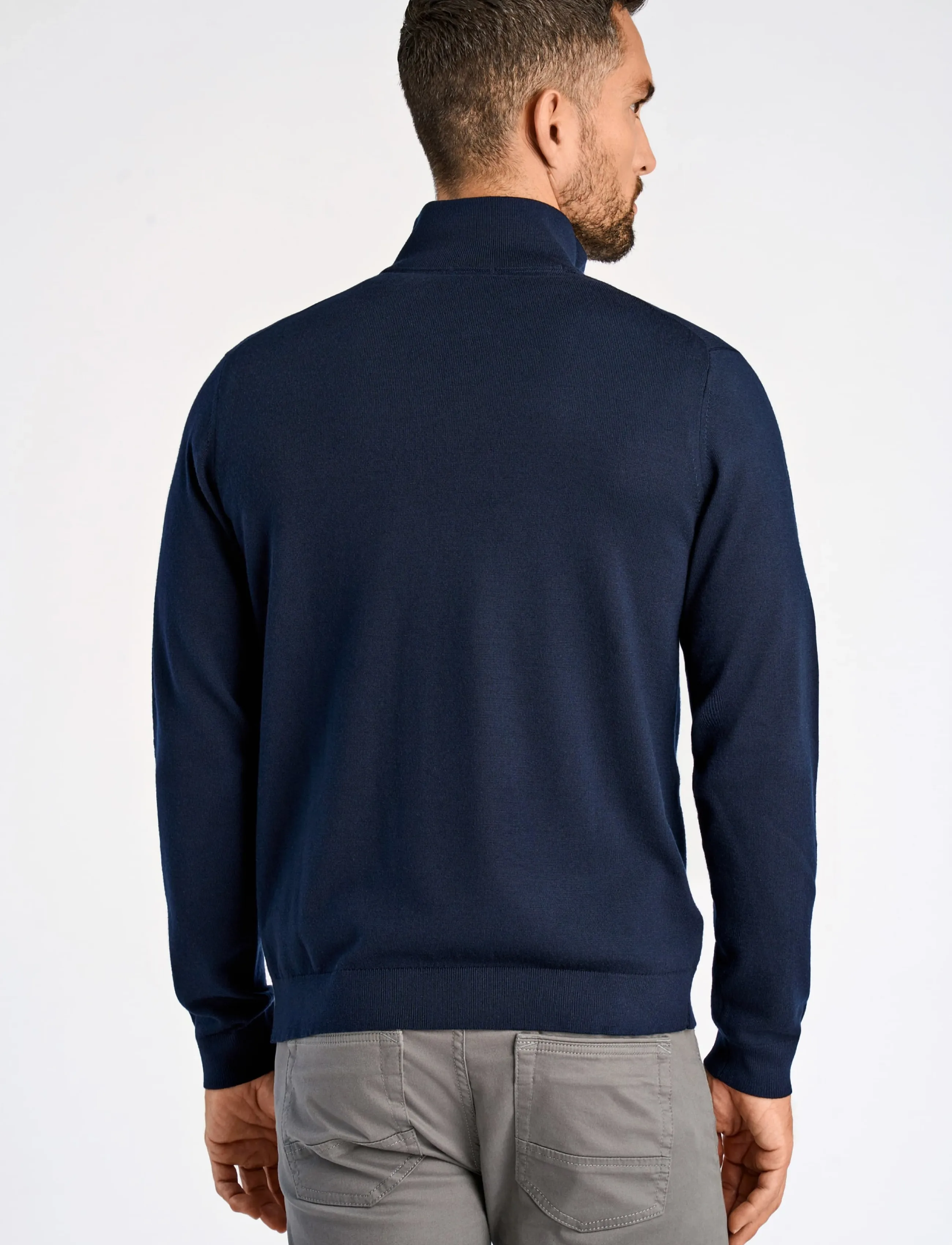 Lindbergh Black - 100% merino half zip knit - pullover mit halbem reißverschluss - navy - 4
