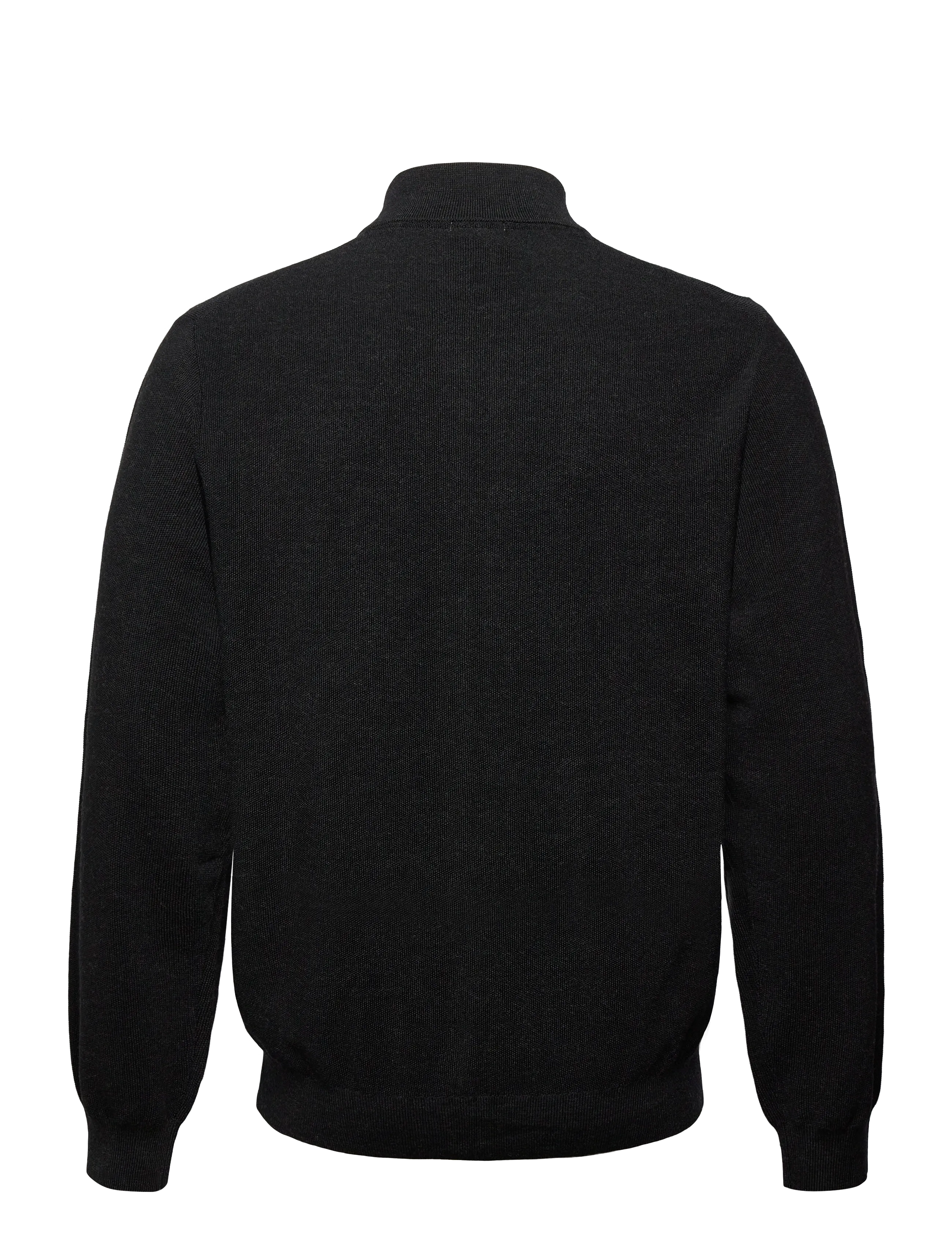 Lindbergh Black - 100% merino zip through knit - black mel - 2