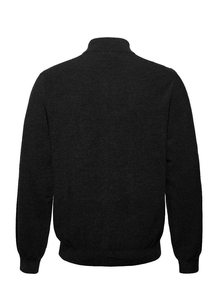 Lindbergh Black - 100% merino zip through knit - black mel - 2