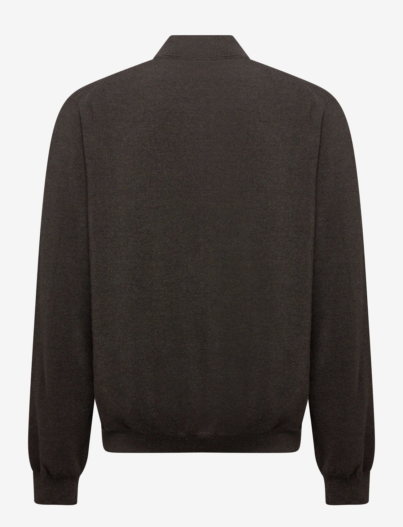 Lindbergh Black - 100% merino zip through knit - pulls zippés - dk brown mel - 2