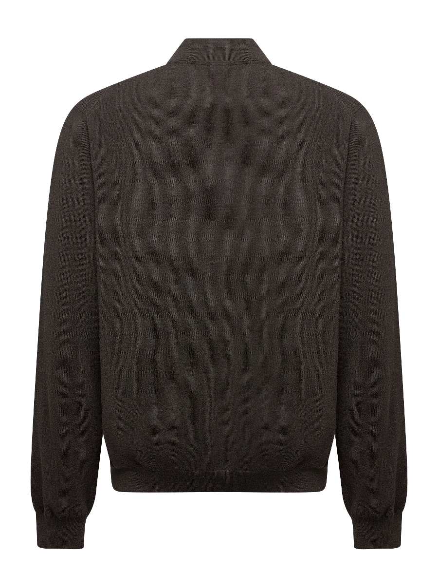 Lindbergh Black - 100% merino zip through knit - full zip tröjor - dk brown mel - 2