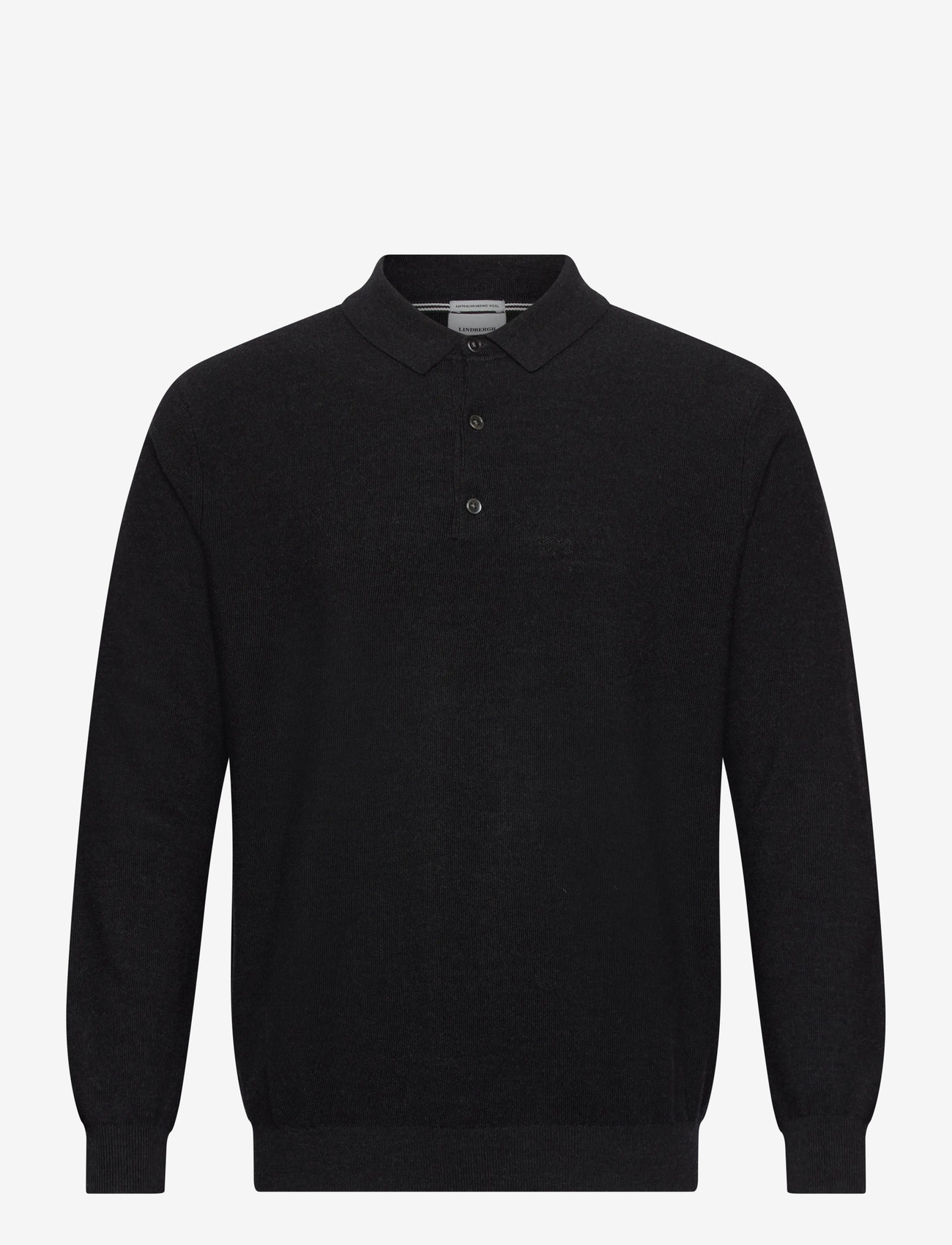 Lindbergh Black - 100% merino polo knit - gestrickte polohemden - black mel - 0