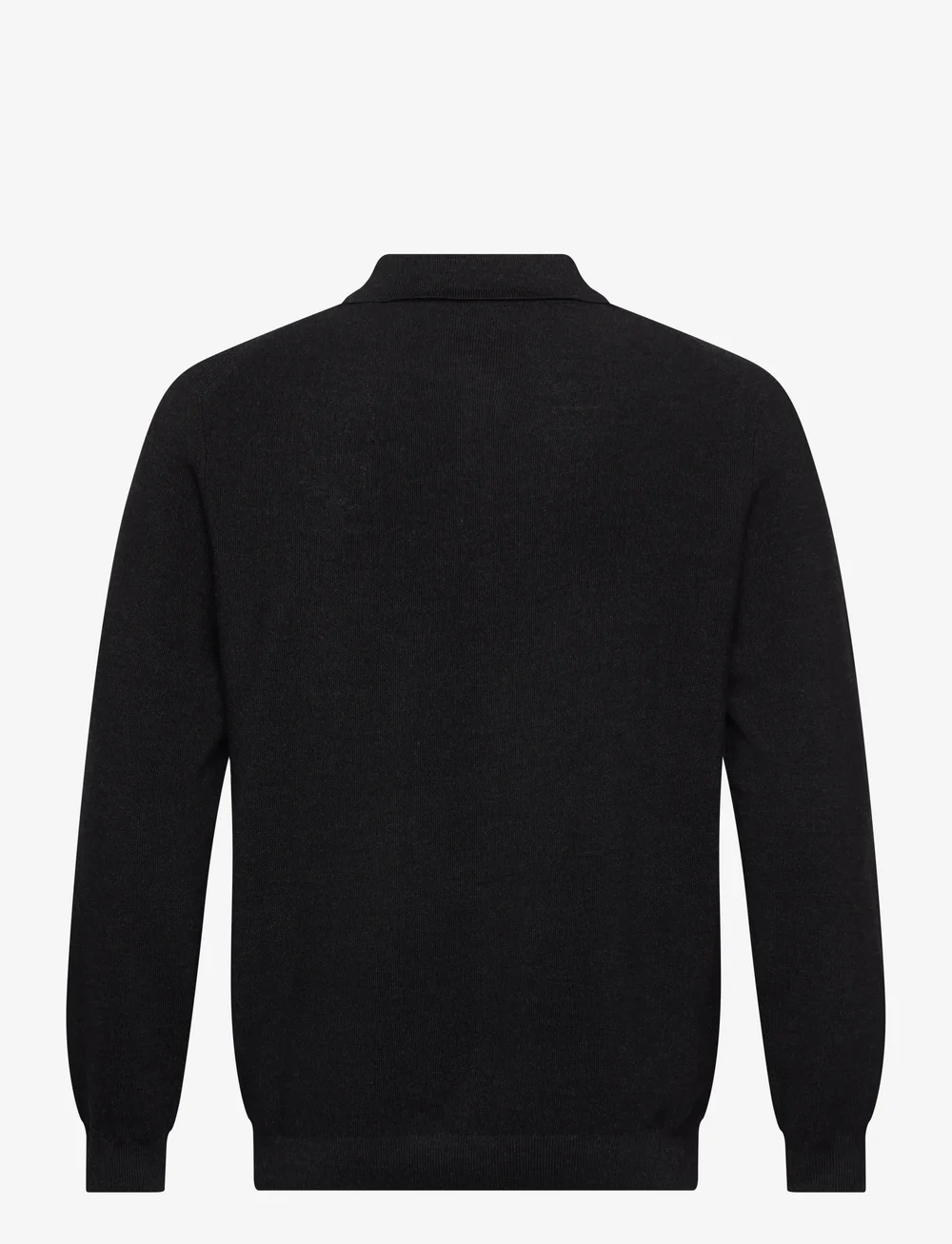 Lindbergh Black - 100% merino polo knit - knitted polos - black mel - 1