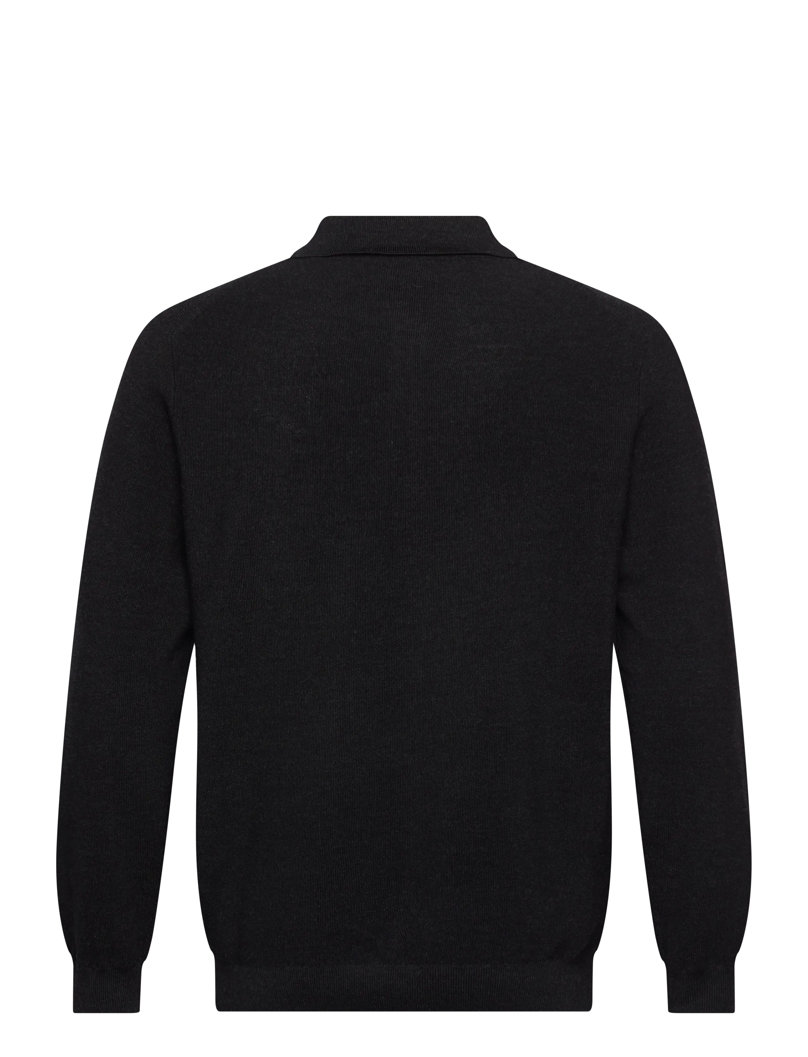 Lindbergh Black - 100% merino polo knit - poloer i strik med lange ærmer - black mel - 1