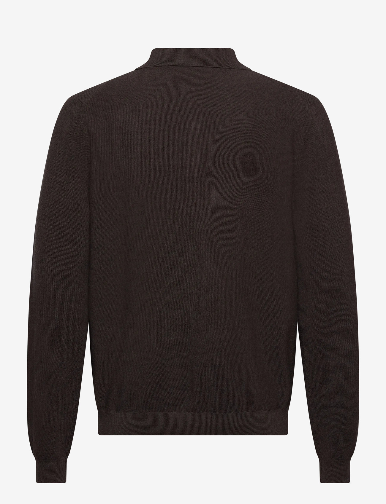 Lindbergh Black - 100% merino polo knit - stickade pikéer - dk brown mel - 1