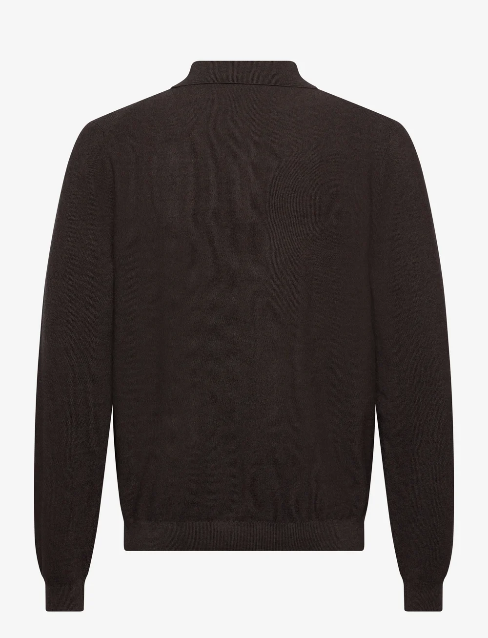 Lindbergh Black - 100% merino polo knit - adīti polo krekli ar garām piedurknēm - dk brown mel - 1