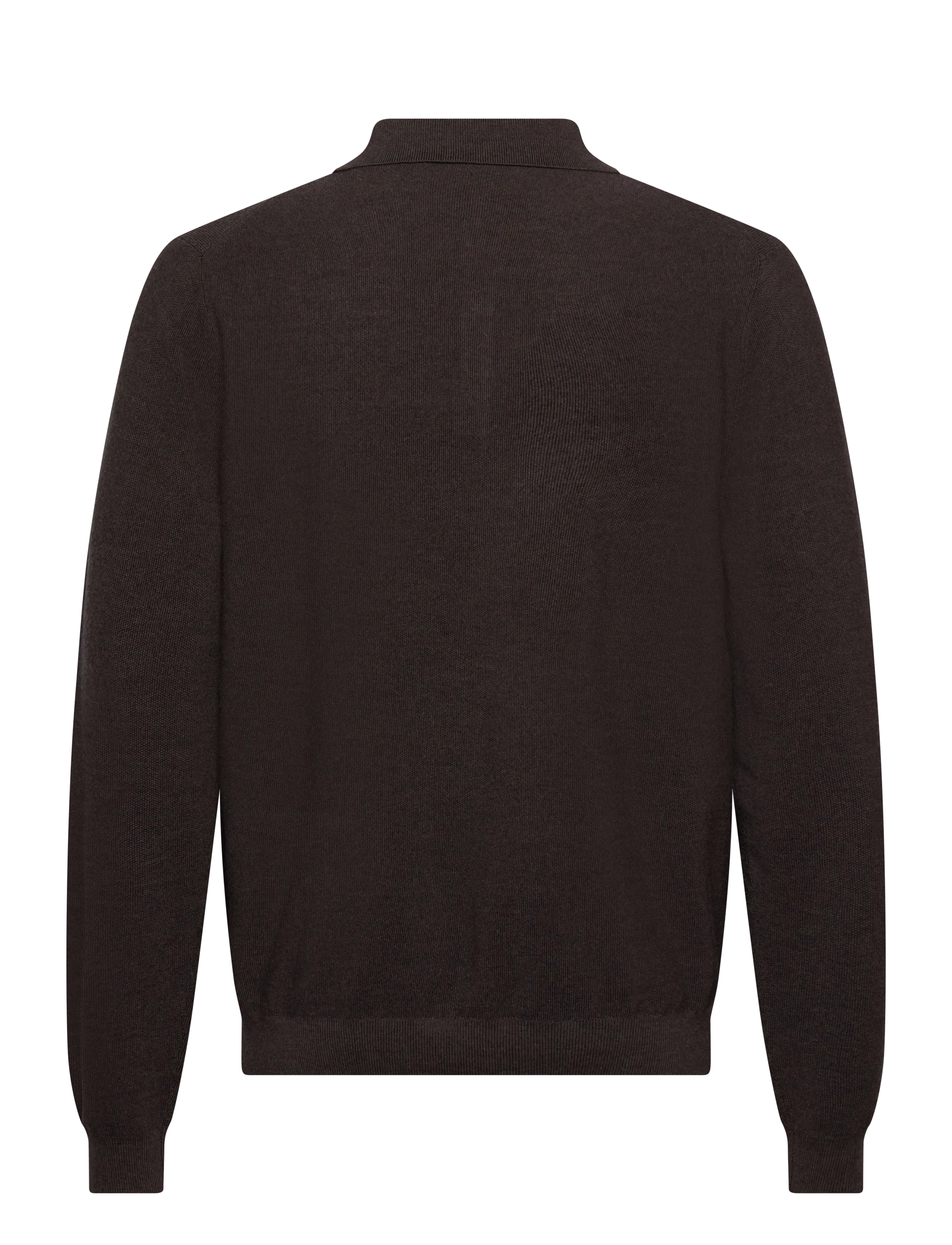 Lindbergh Black - 100% merino polo knit - långärmade stickade pikétröjor - dk brown mel - 1