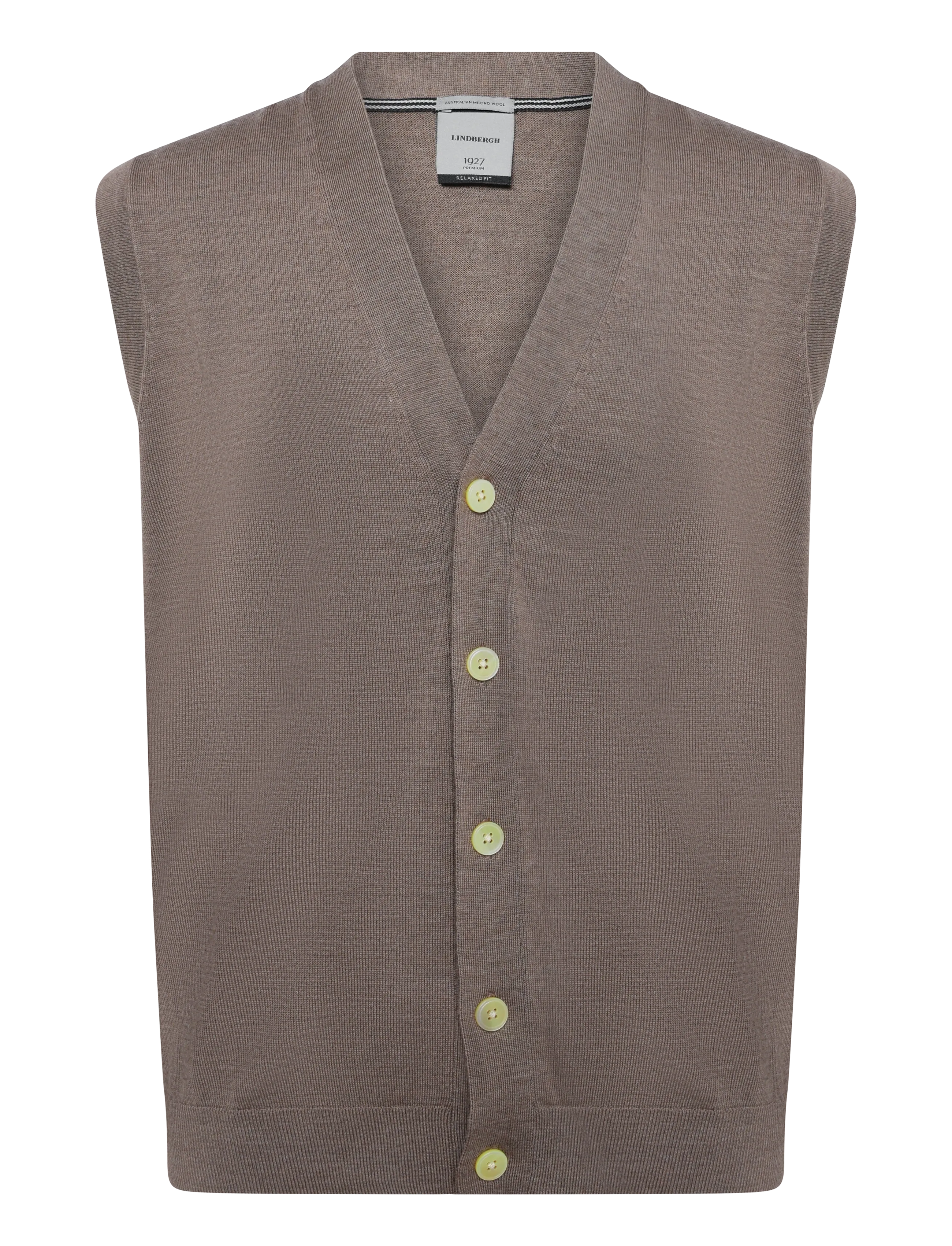 Lindbergh Black 100 % merino botton through vest - Kläder - DK SAND MEL / beige