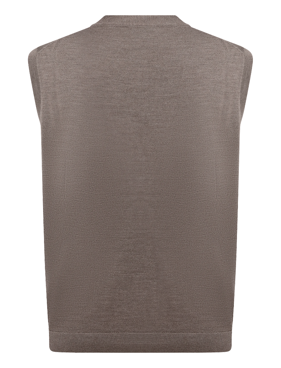 Lindbergh Black - 100 % merino botton through vest - stickade västar - dk sand mel - 2