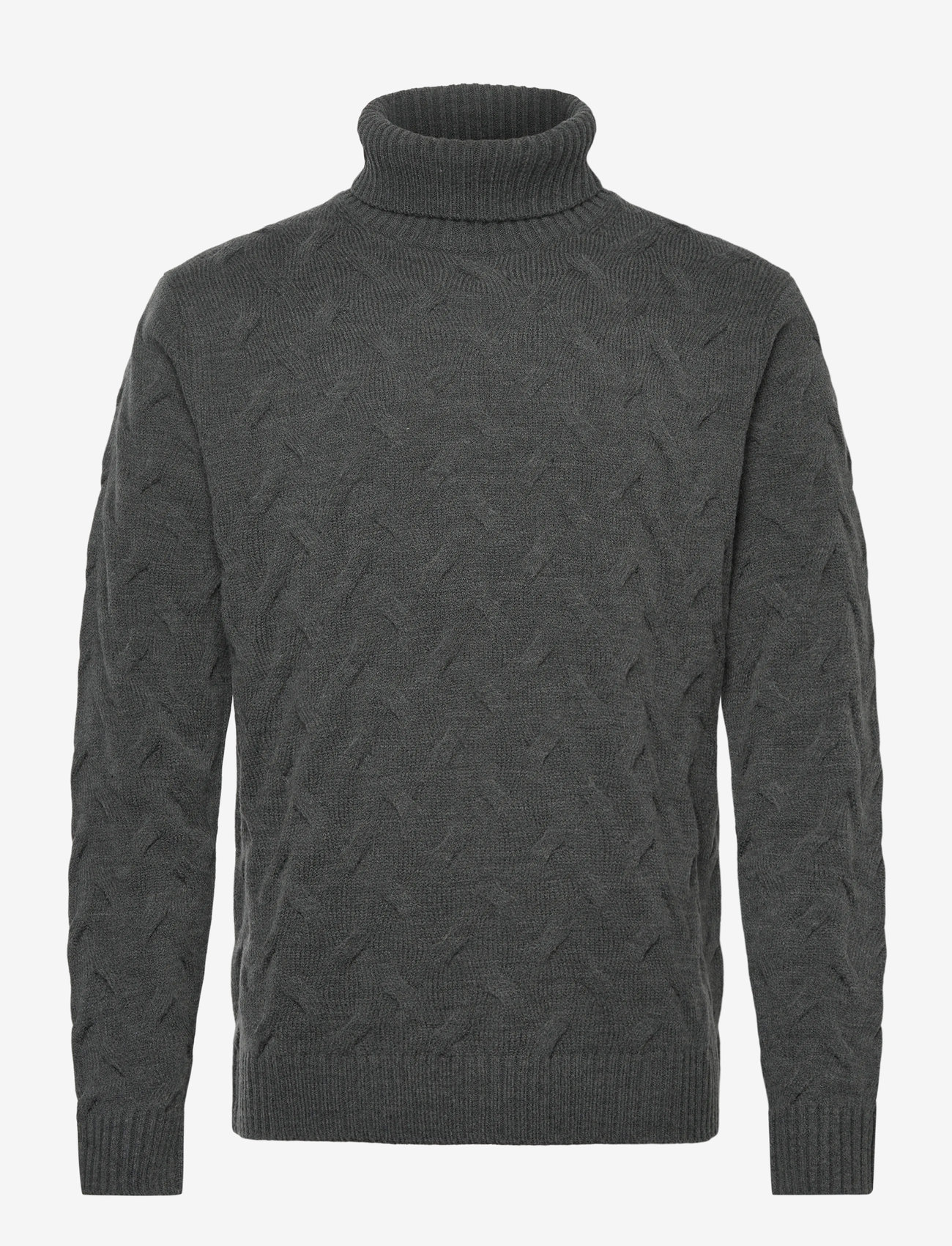 Lindbergh Black - 1927 Merino blend texture roll neck - rollkragen - charcoal mel - 0