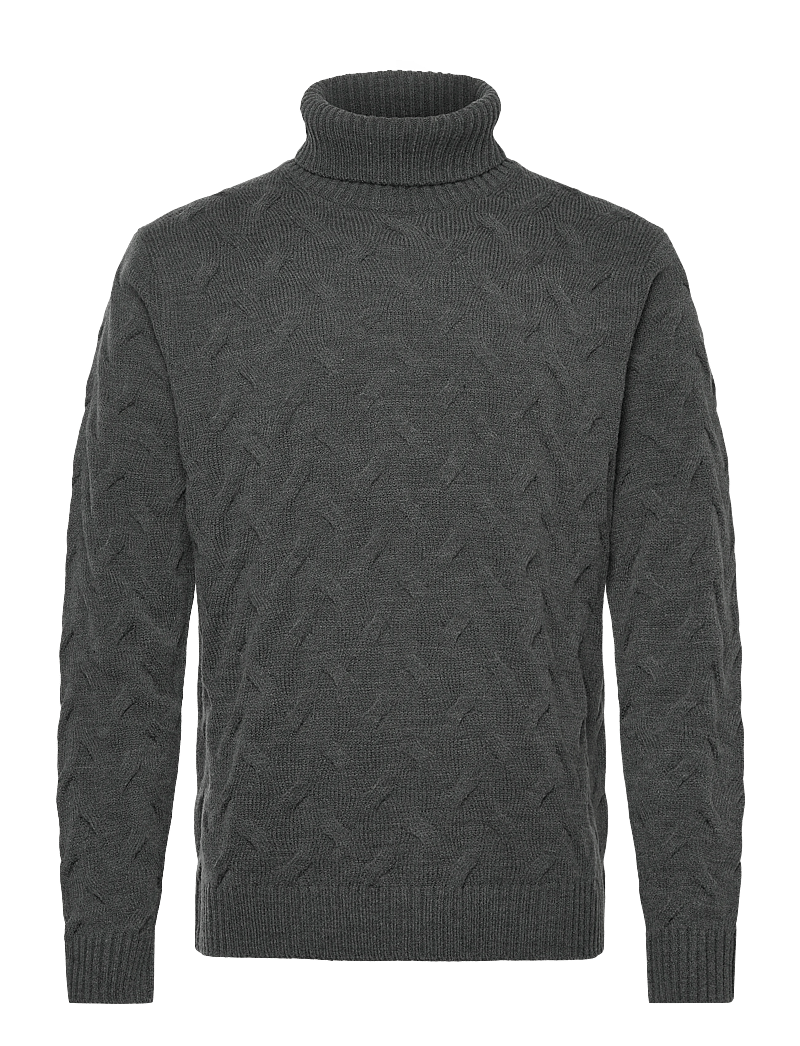 Lindbergh Black - 1927 Merino blend texture roll neck - rollkragen - charcoal mel - 0