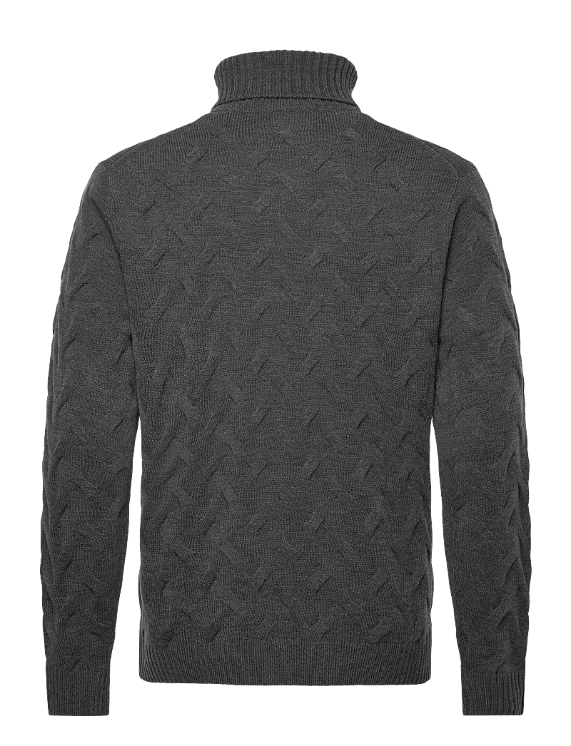 Lindbergh Black - 1927 Merino blend texture roll neck - rollkragen - charcoal mel - 1