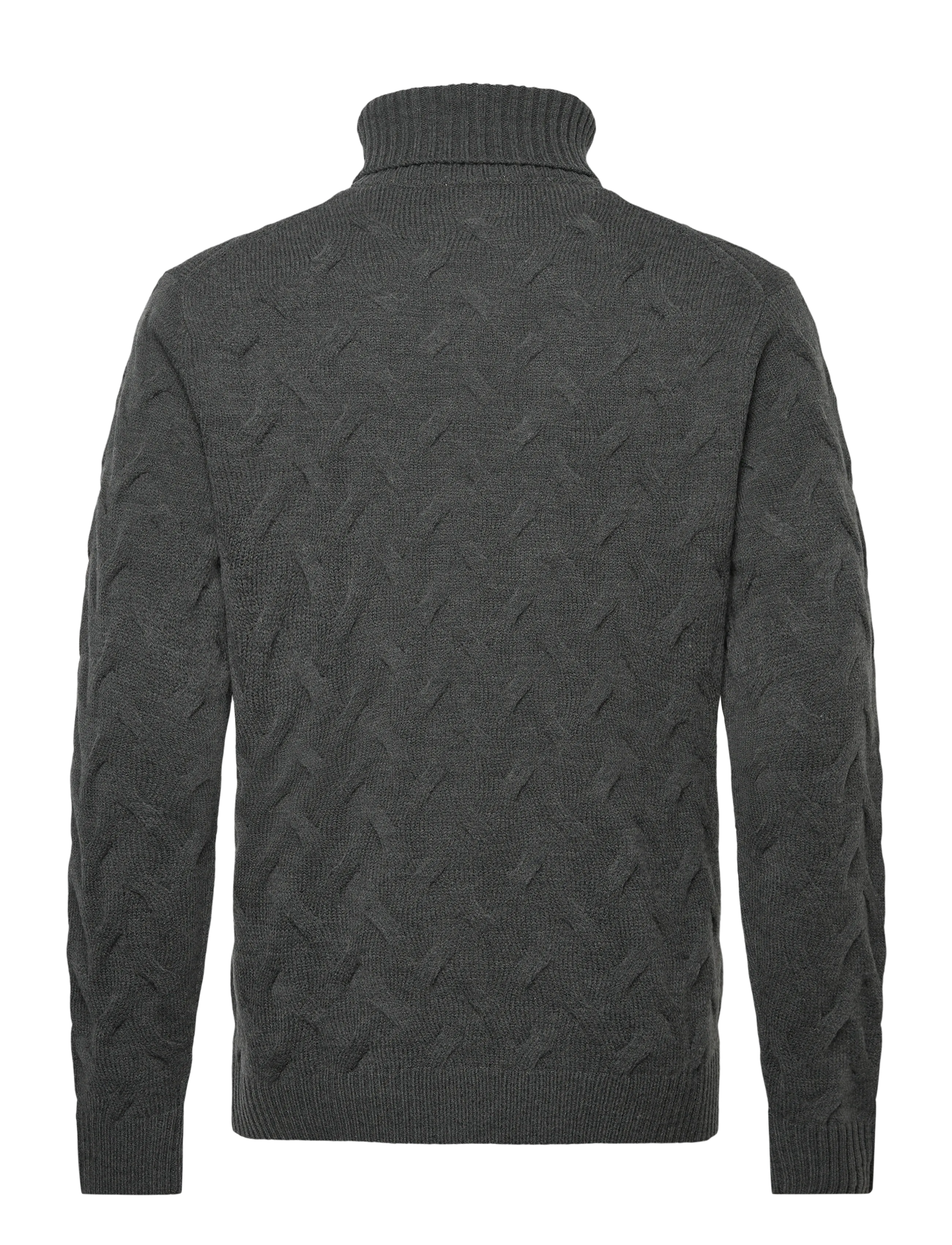 Lindbergh Black - 1927 Merino blend texture roll neck - golfy - charcoal mel - 1