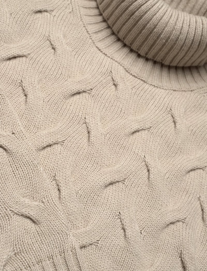 Lindbergh Black - 1927 Merino blend texture roll neck - rúllukragar - off white mel - 2