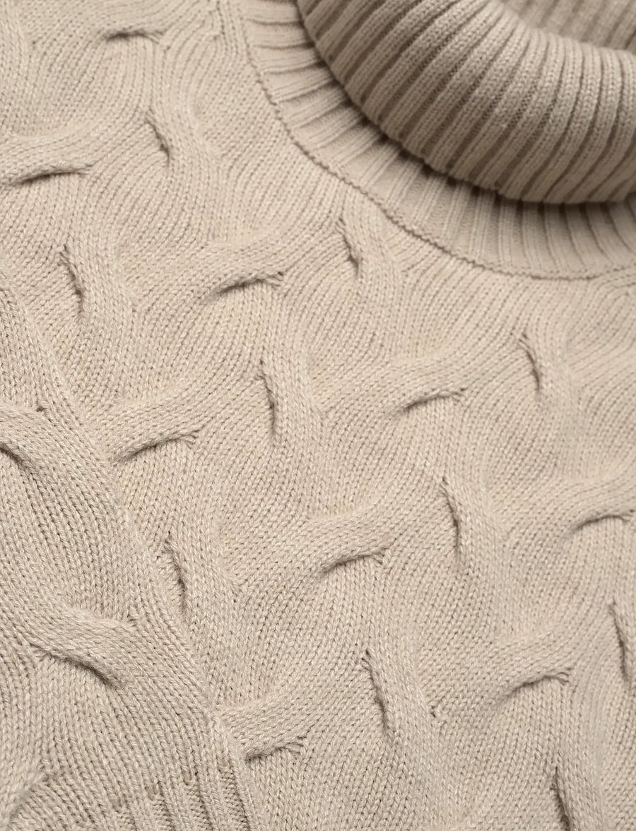 Lindbergh Black - 1927 Merino blend texture roll neck - rollkragen - off white mel - 2