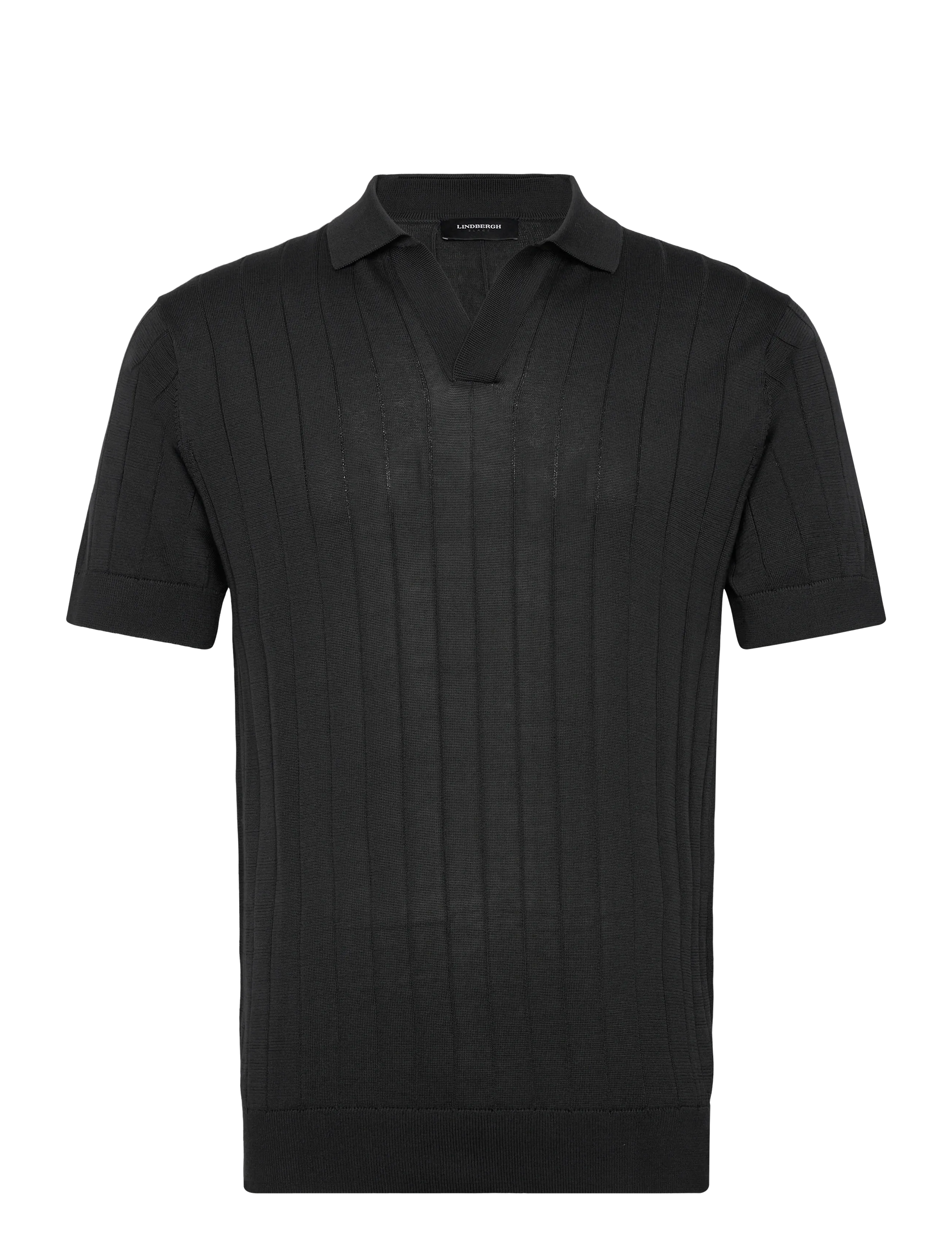 Lindbergh Black Open collar knitted polo S/S - Strickmode - DK NAVY / navy