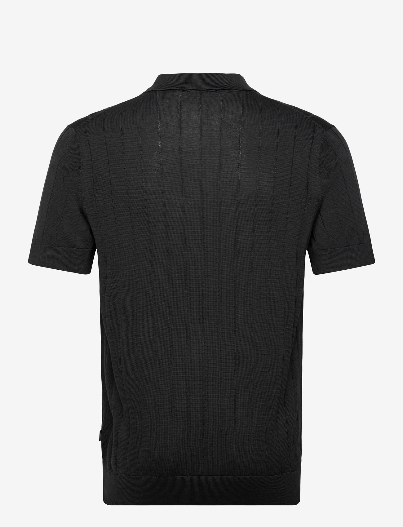 Lindbergh Black - Open collar knitted polo S/S - short-sleeved t-shirts - dk navy - 1