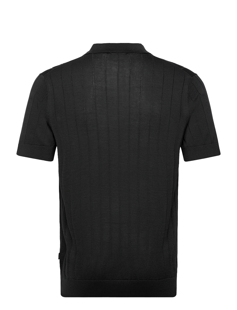 Lindbergh Black - Open collar knitted polo S/S - knitted polos - dk navy - 2