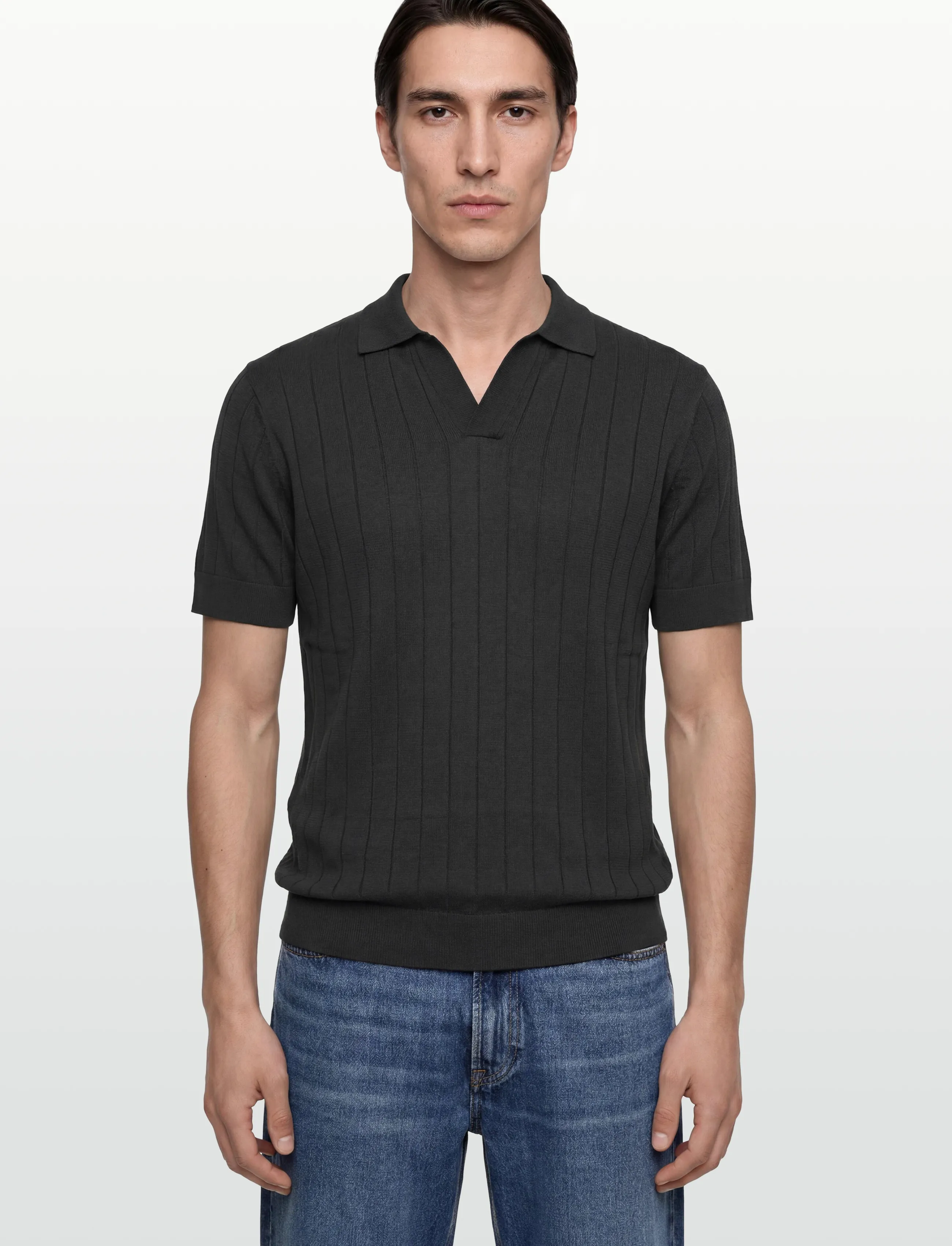 Lindbergh Black - Open collar knitted polo S/S - gestrickte polohemden - dk navy - 3
