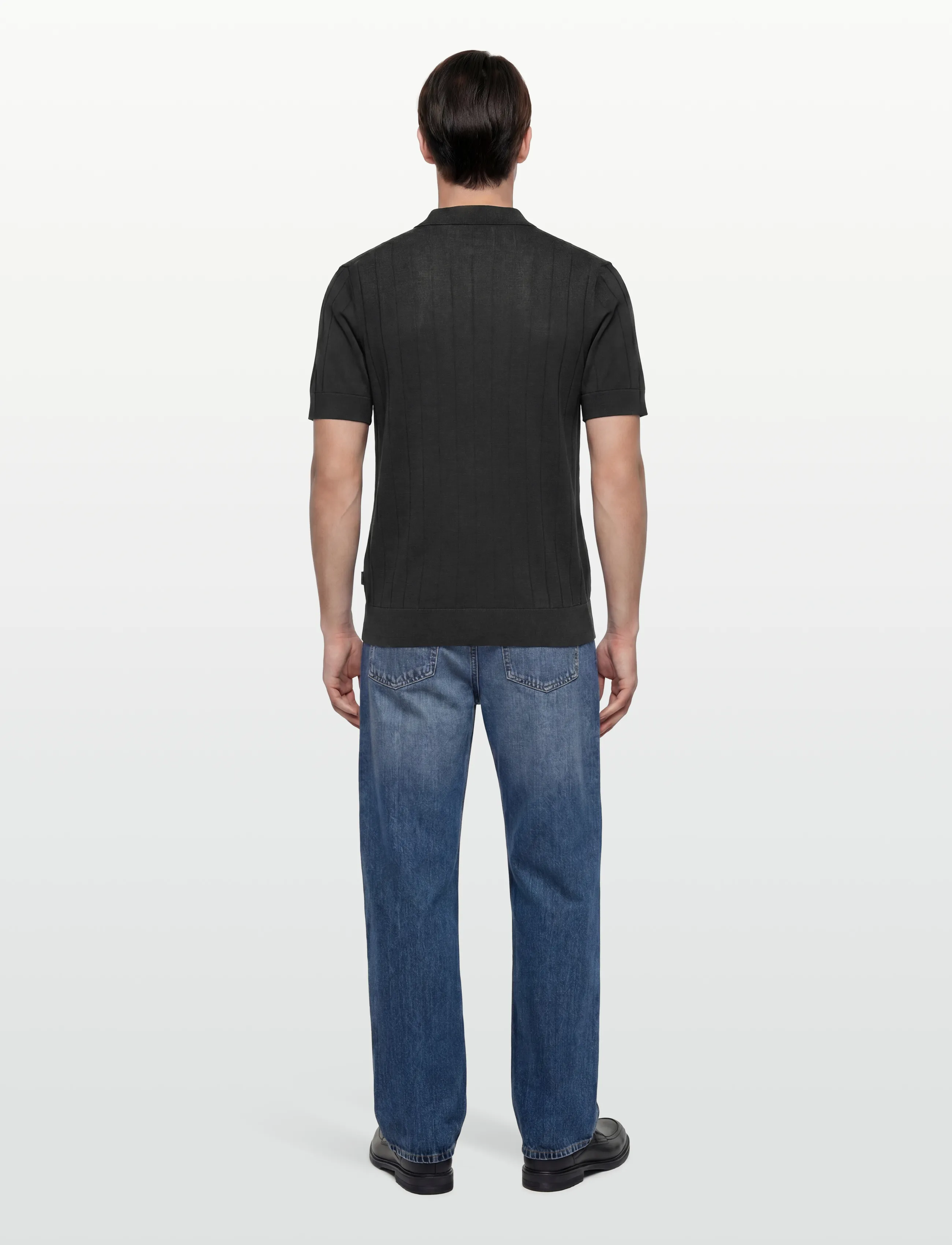 Lindbergh Black - Open collar knitted polo S/S - gestrickte polohemden - dk navy - 4
