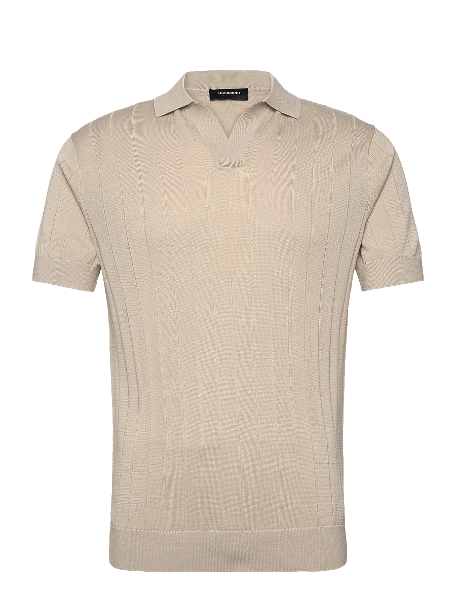 Lindbergh Black - Open collar knitted polo S/S - knitted polos - kit - 1
