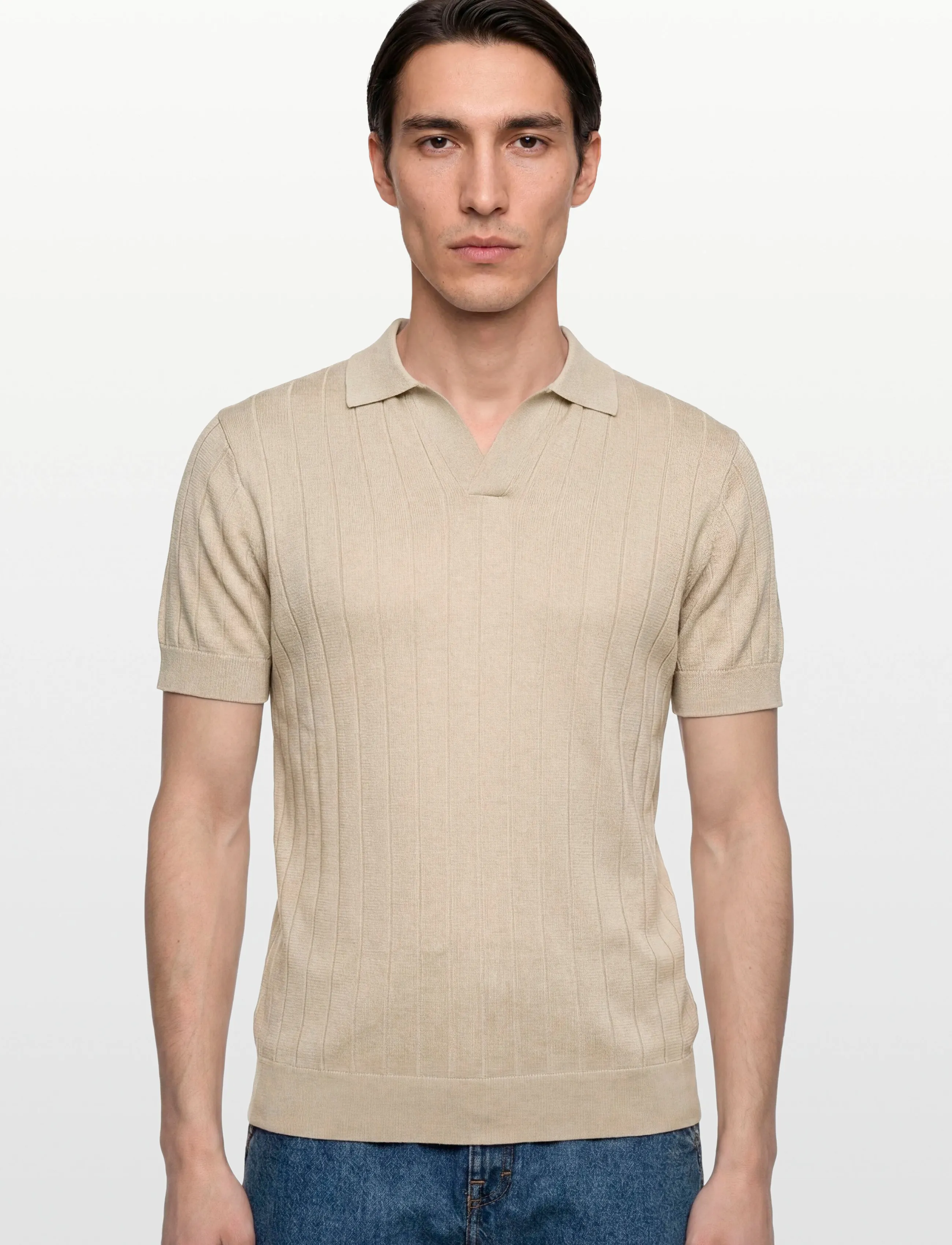 Lindbergh Black - Open collar knitted polo S/S - kootud polosärgid - kit - 3