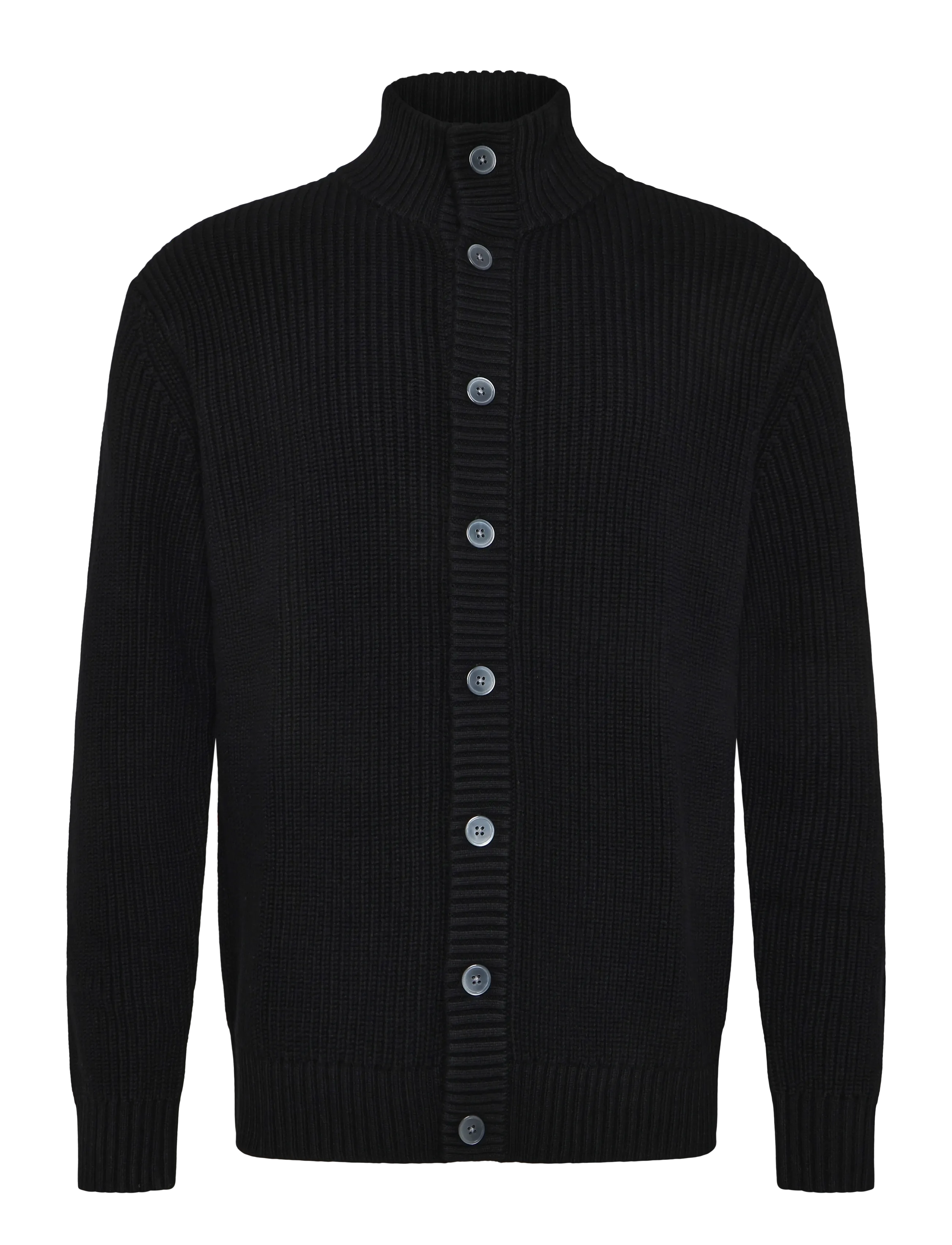 Lindbergh Black 1927: Merino blend button through cardigan - Knitwear - BLACK / black