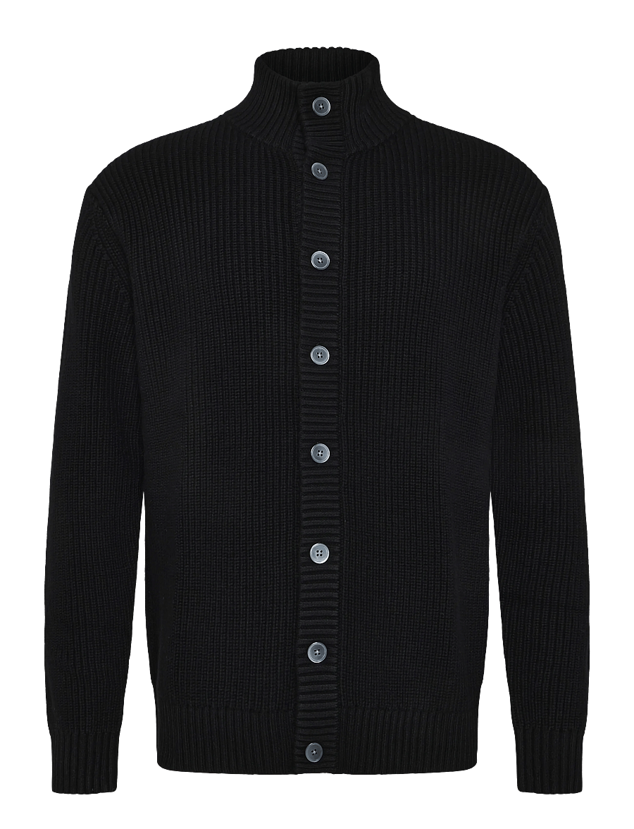 Lindbergh Black - 1927: Merino blend button through cardigan - cardigans - black - 0