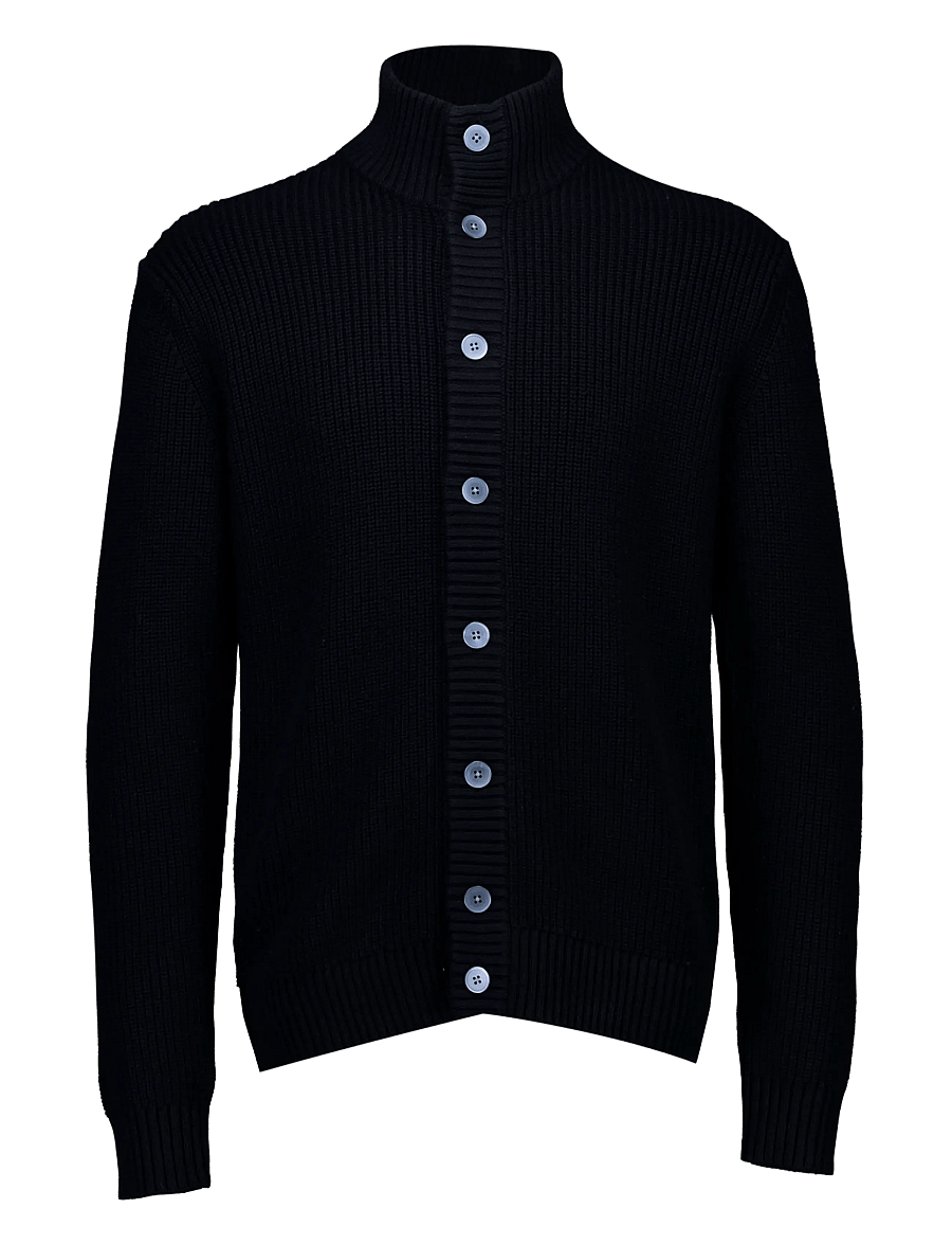 Lindbergh Black - 1927: Merino blend button through cardigan - strickjacken - black - 1