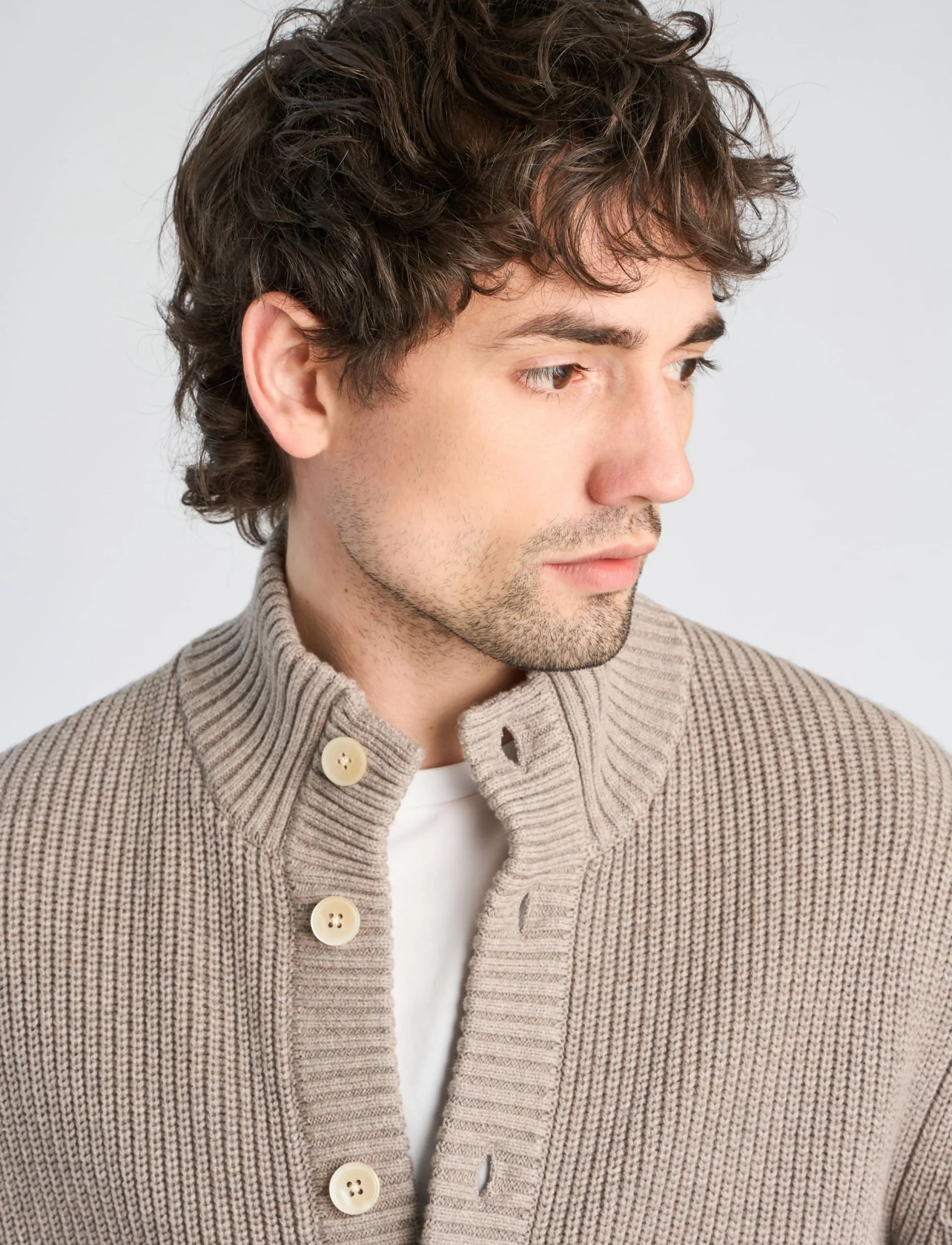Lindbergh Black - 1927: Merino blend button through cardigan - strickjacken - lt sand mel - 5