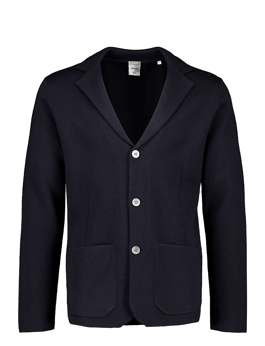 Lindbergh Black - 1927: Merino blend knitted blazer - enkeltradede blazere - dk navy - 0