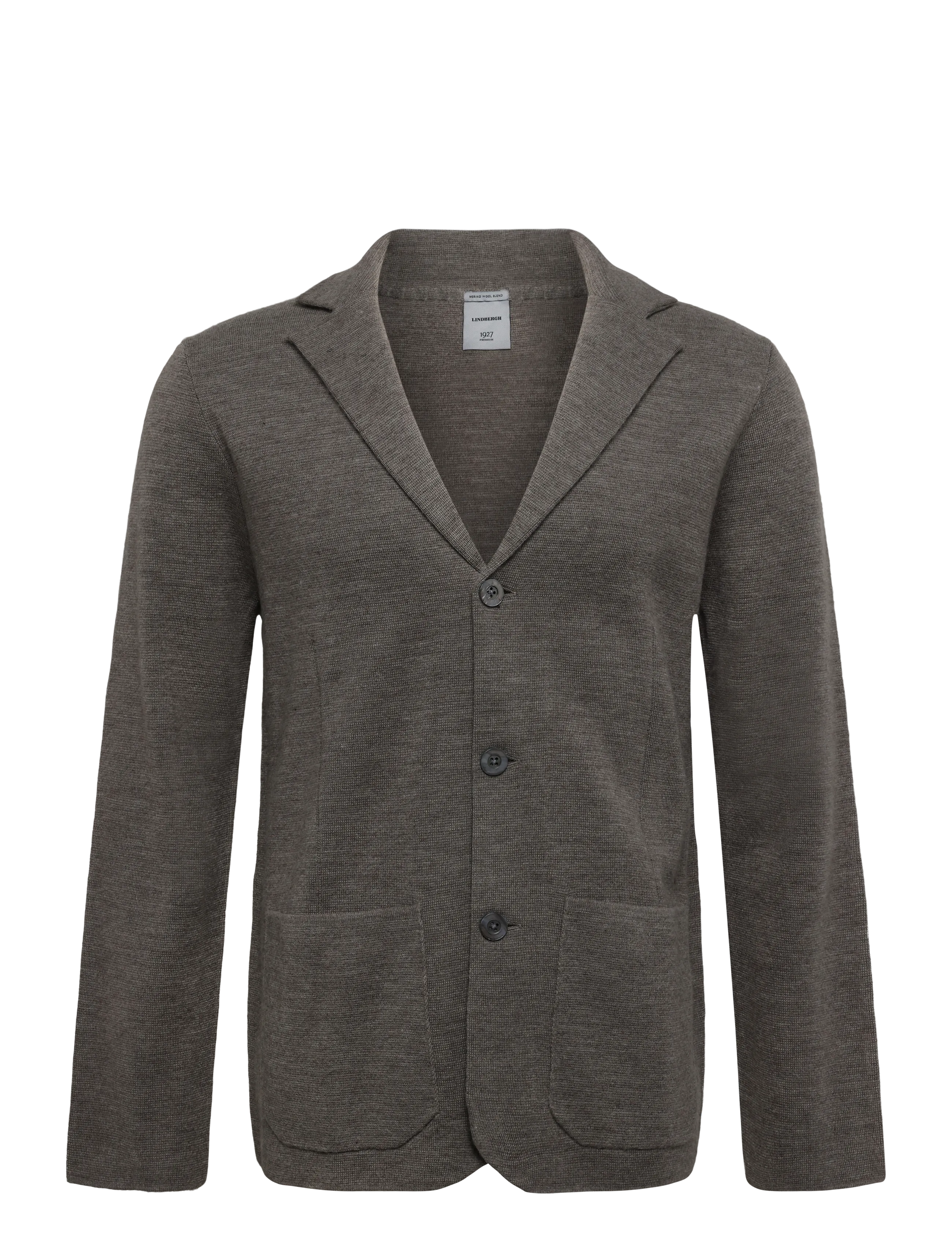 Lindbergh Black 1927: Merino blend knitted blazer - Suits & Blazers - LT SAND MEL / beige