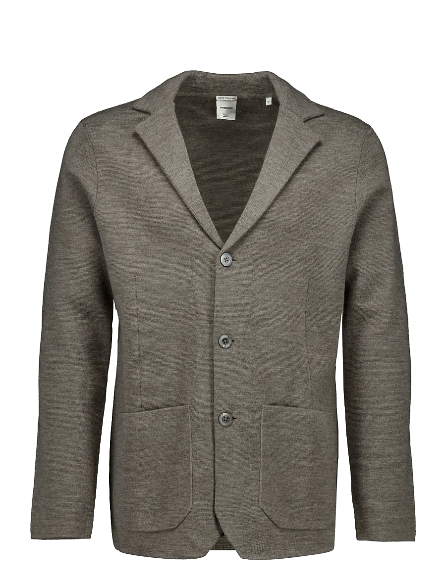Lindbergh Black - 1927: Merino blend knitted blazer - enkeltradede blazere - lt sand mel - 0