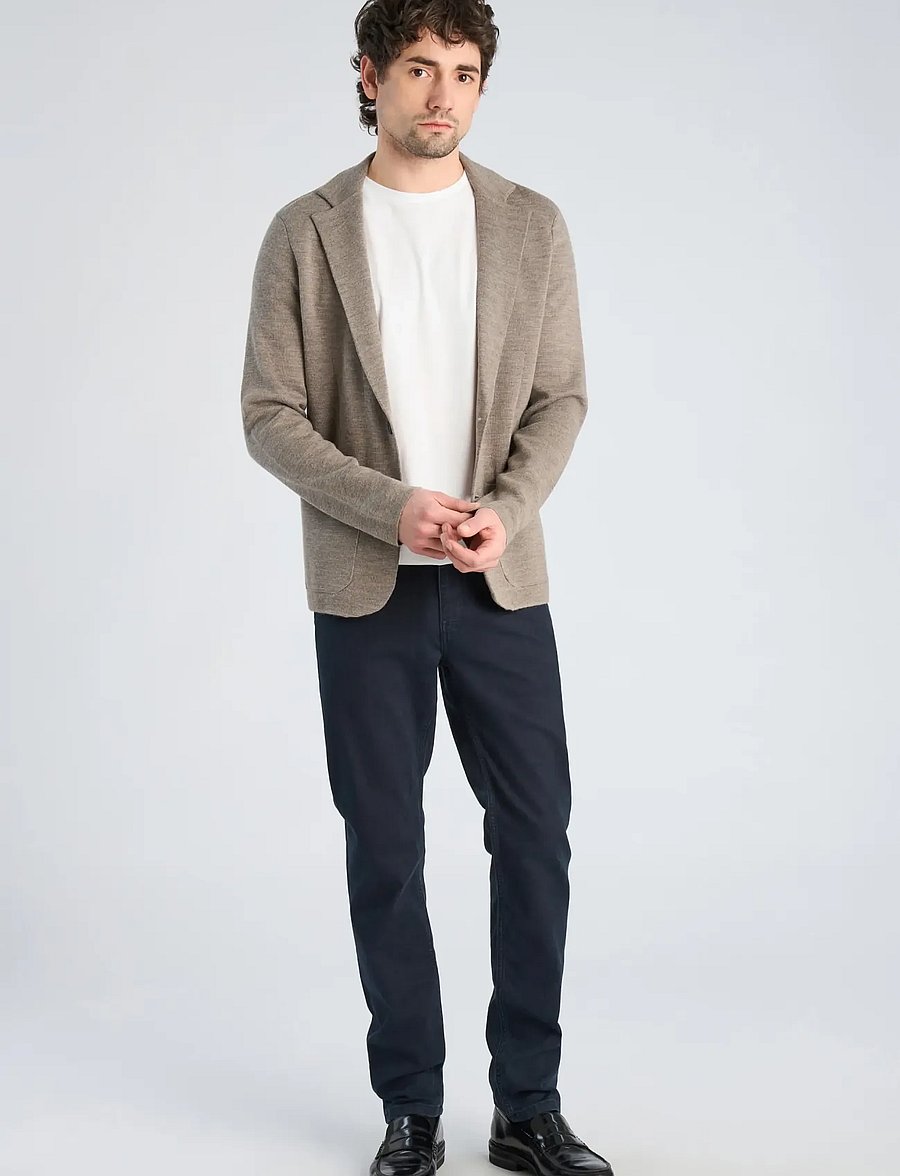 Lindbergh Black - 1927: Merino blend knitted blazer - einreiher - lt sand mel - 0