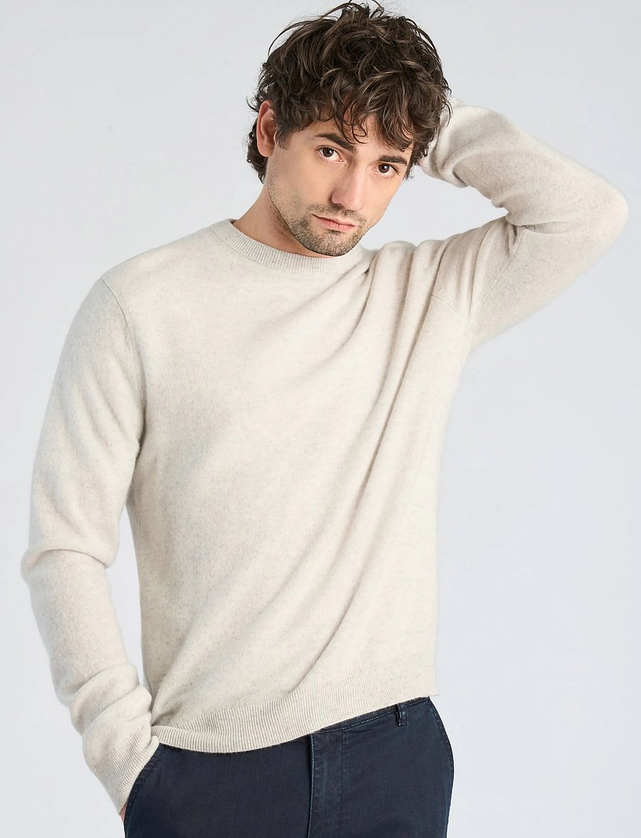 Lindbergh Black - 1927: Wool cashmere blend knit - round necks - off white mel - 3